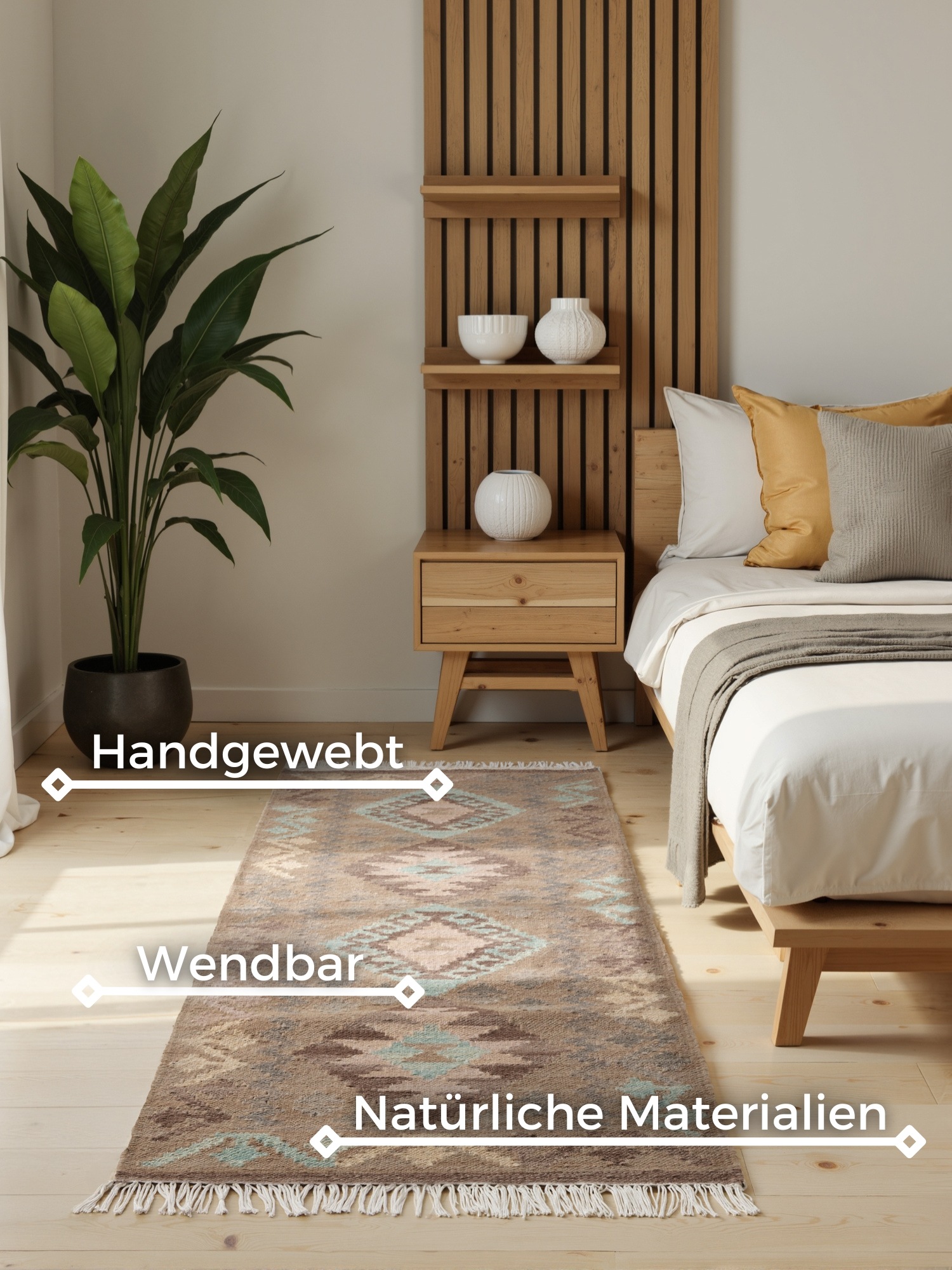 Thumbnail - HANSE Home Teppich "Kelim Dune" rechteckig 3 mm Höhe Wolle, Baumwolle, Natur, Handgewebt, orientalisch, Boho, traditione...