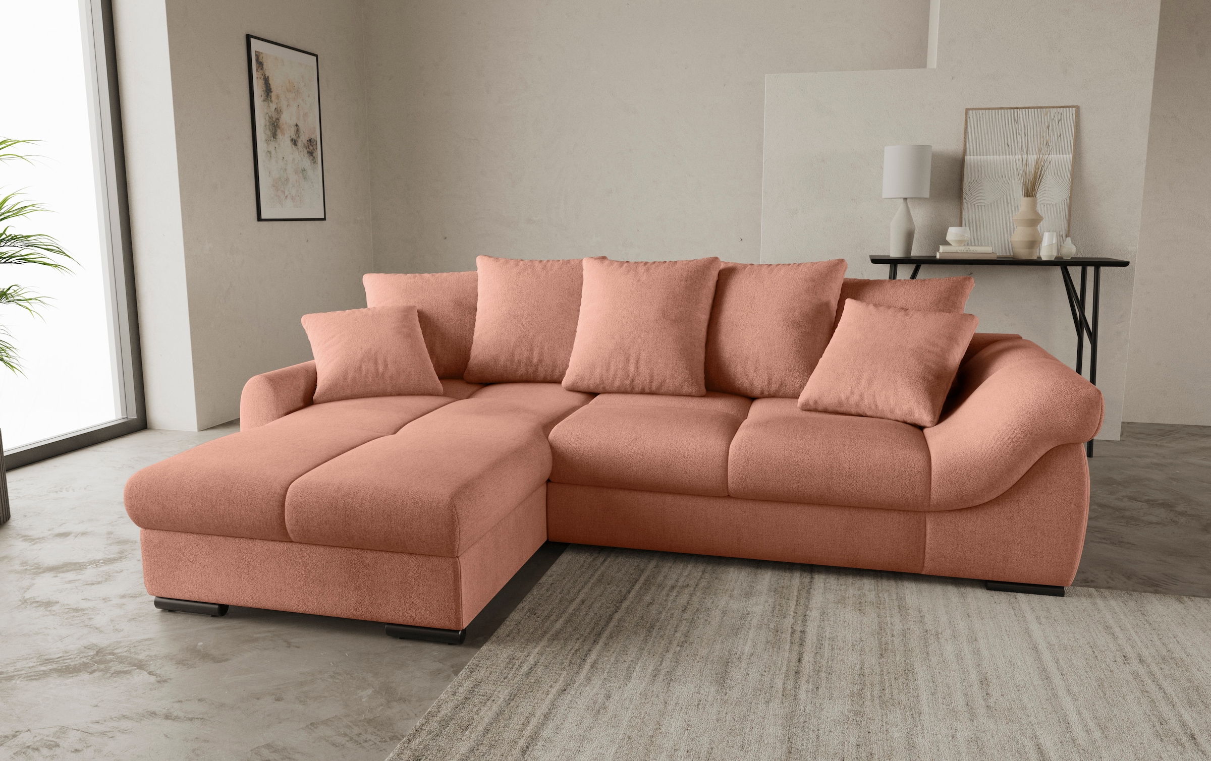 INOSIGN Ecksofa "Livorno", inkl. Hochschläfer-Bettauszug, XL-Bettkasten wei günstig online kaufen