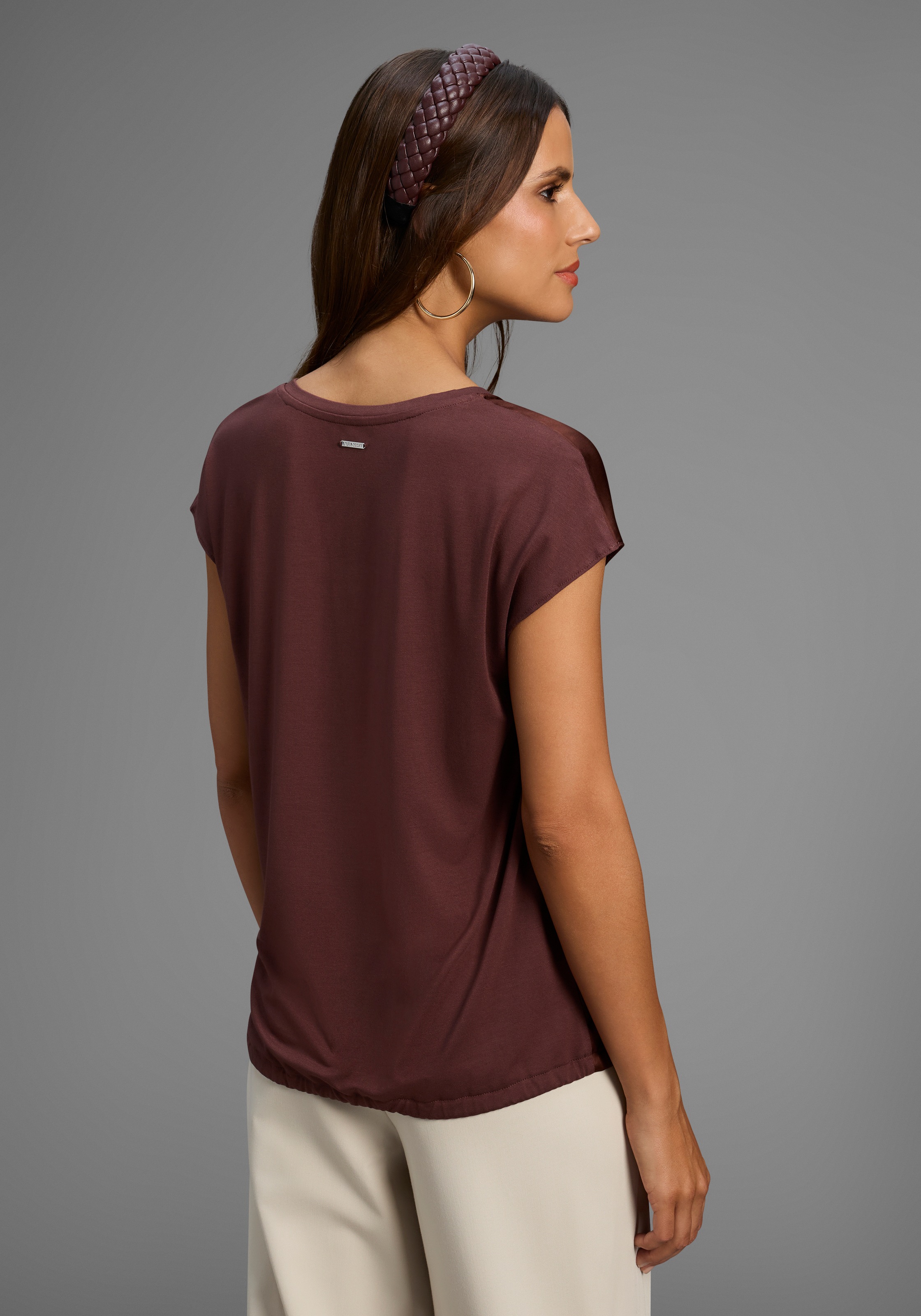 Laura Scott Hemdbluse, Satin-Bluse mit Jersey-Rückenteil und Bindeband - NEUE KOLLEKTION