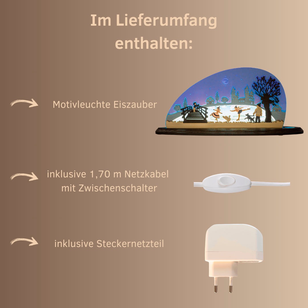 Weigla LED Lichterbogen »Eiszauber, moderner Schwibbogen aus Holz & Acryl, Winterdeko«, Erzgebirge garantiert, Weihnachtsdeko Innen, Weihnachtsbeleuchtung