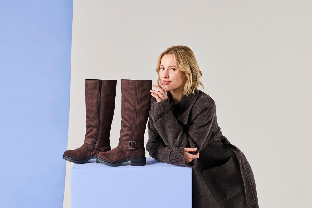 Rieker Winterstiefel  Langschaftstiefel, Blockabsatz, mit Innenreißverschluss