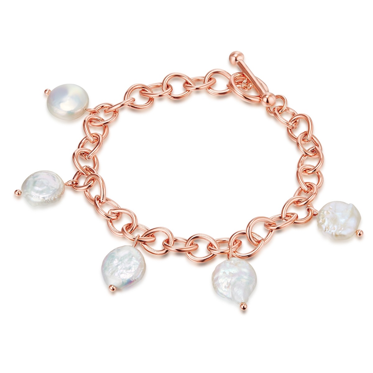 LULU & JANE Damen Gliederarmband "AV156", Messingroségold, Messing, Armbänder