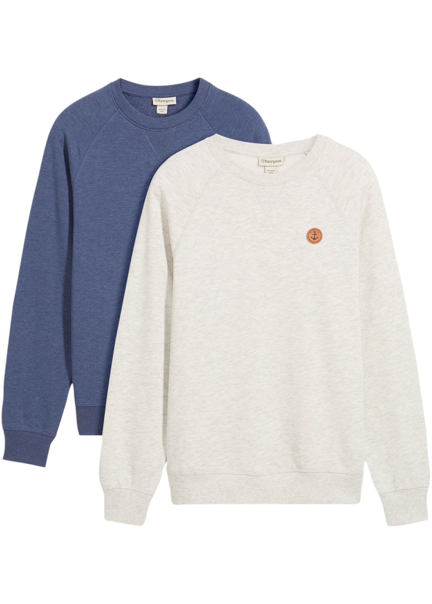 bonprix Sweatshirt, 2 Stk. Regular Fit, unifarben, aus Baumwolle und Polyes günstig online kaufen