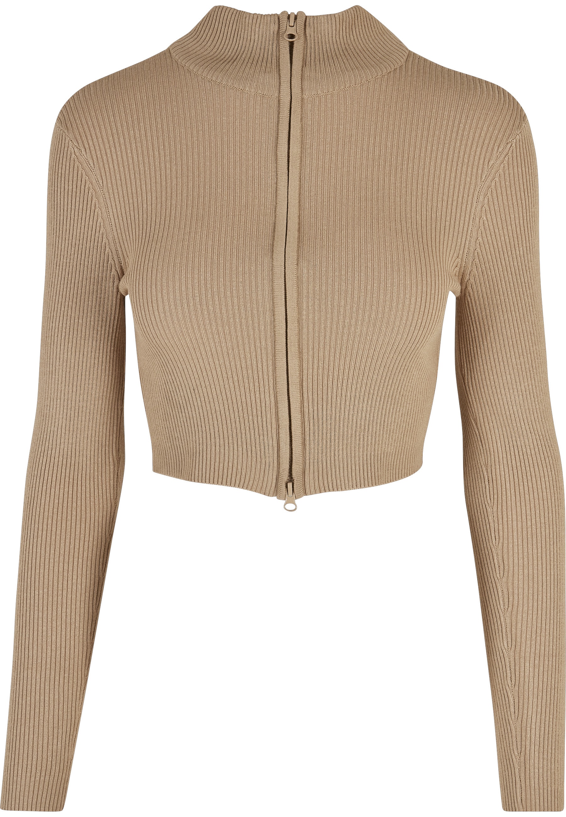 URBAN CLASSICS Cardigan "Urban Classics Damen Ladies Cropped Rib Knit Zip C günstig online kaufen