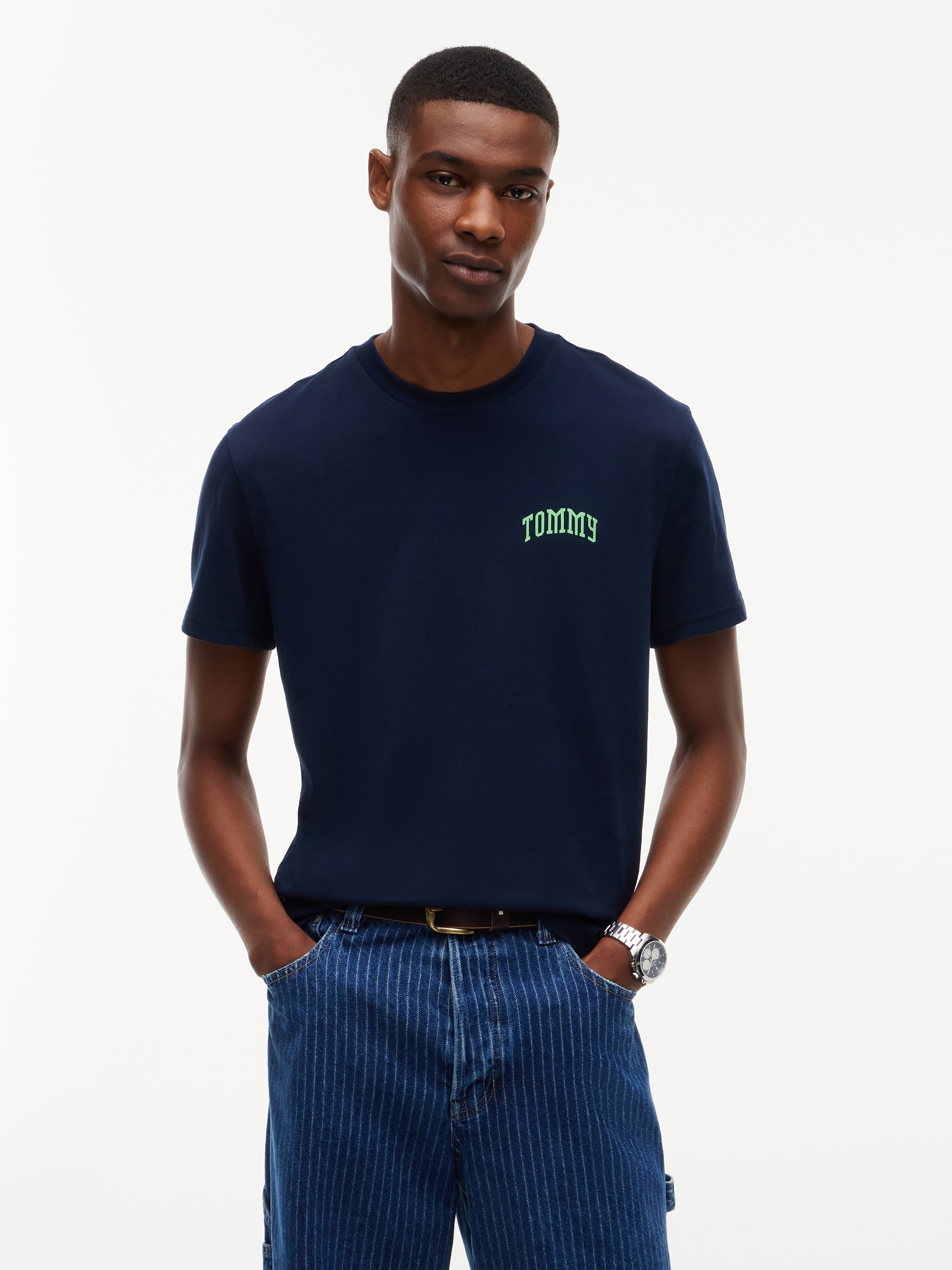 Tommy Jeans T-Shirt "TJM SLIM FIT TOMMY" Jersey, Rundhals, schmal geschnitten