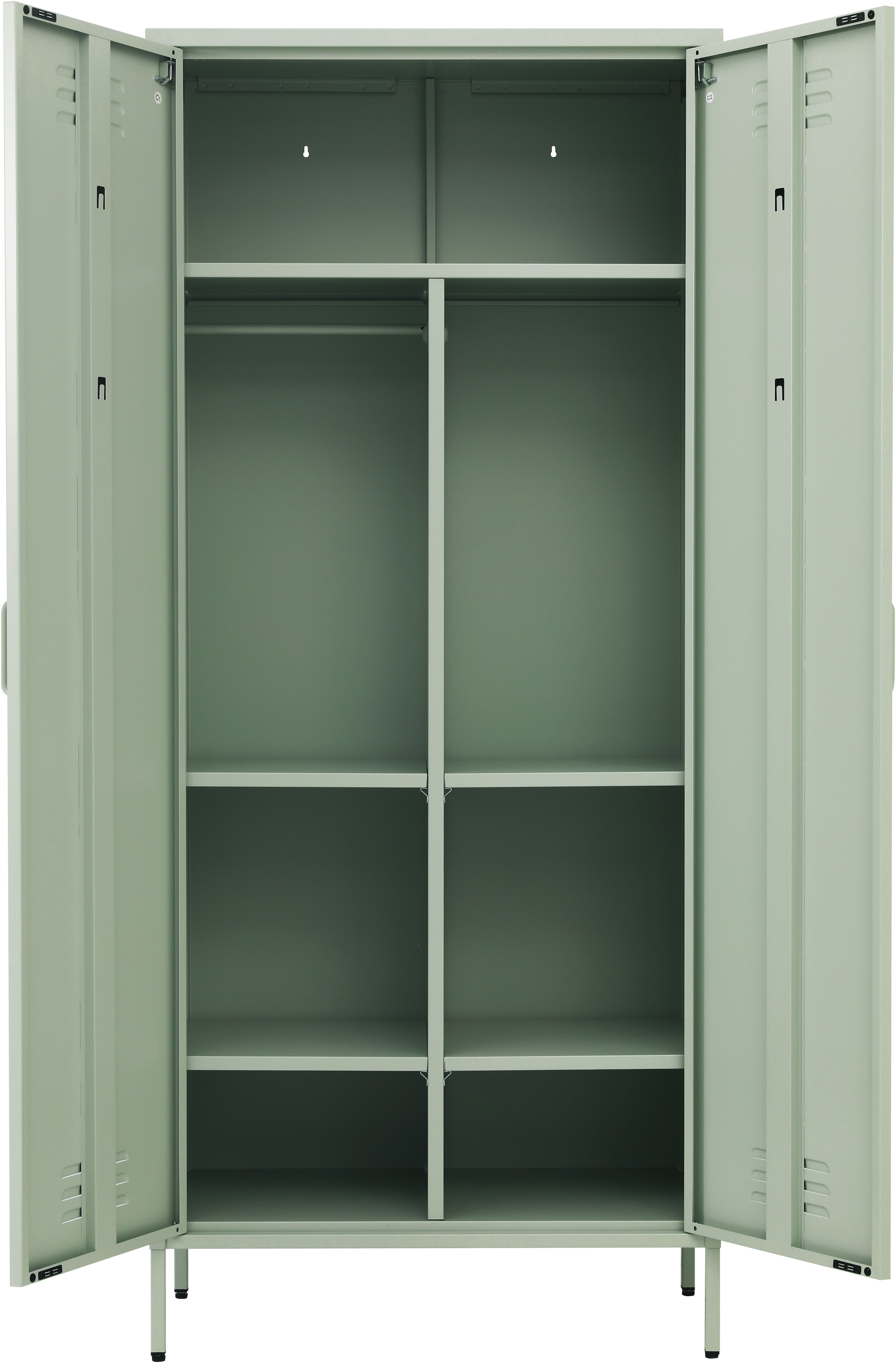 INOSIGN Drehtürenschrank »Kleiderschrank Schrank Metallschrank Mehrzweckschrank Siena Spind«, (in 4 Farben aus Metall), in der Höhe verstellbar, abschließbar