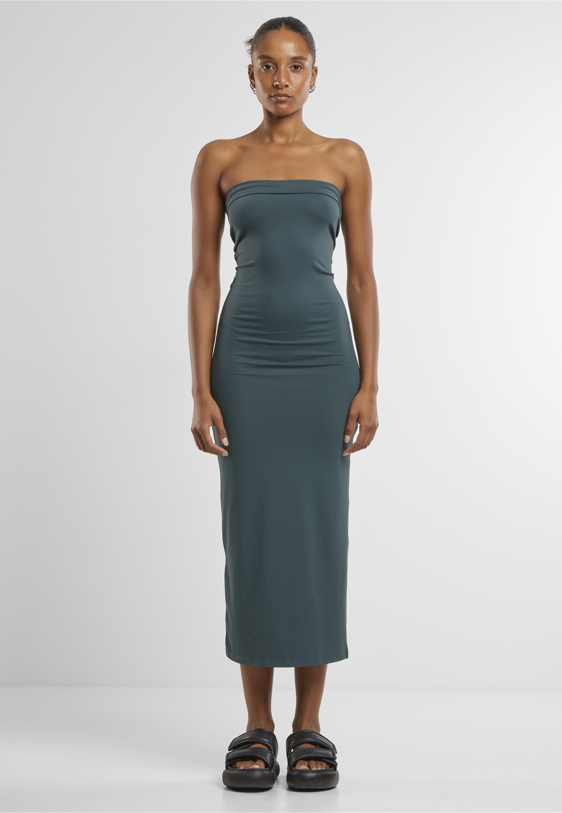 URBAN CLASSICS Shirtkleid »Urban Classics Ladies Bandeau Midi Dress« 1 Stk. tlg.