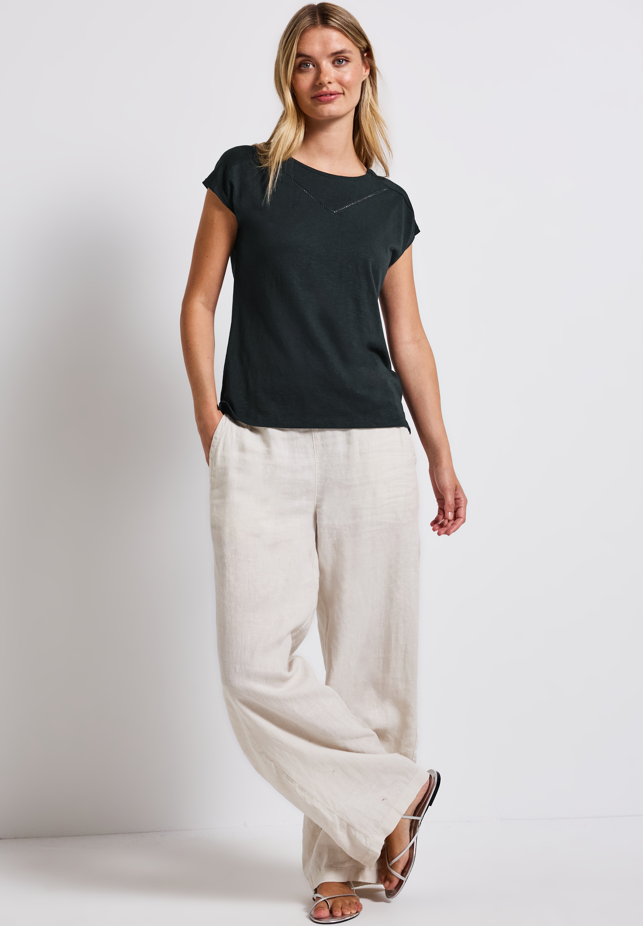 STREET ONE T-Shirt, mit Materialmix