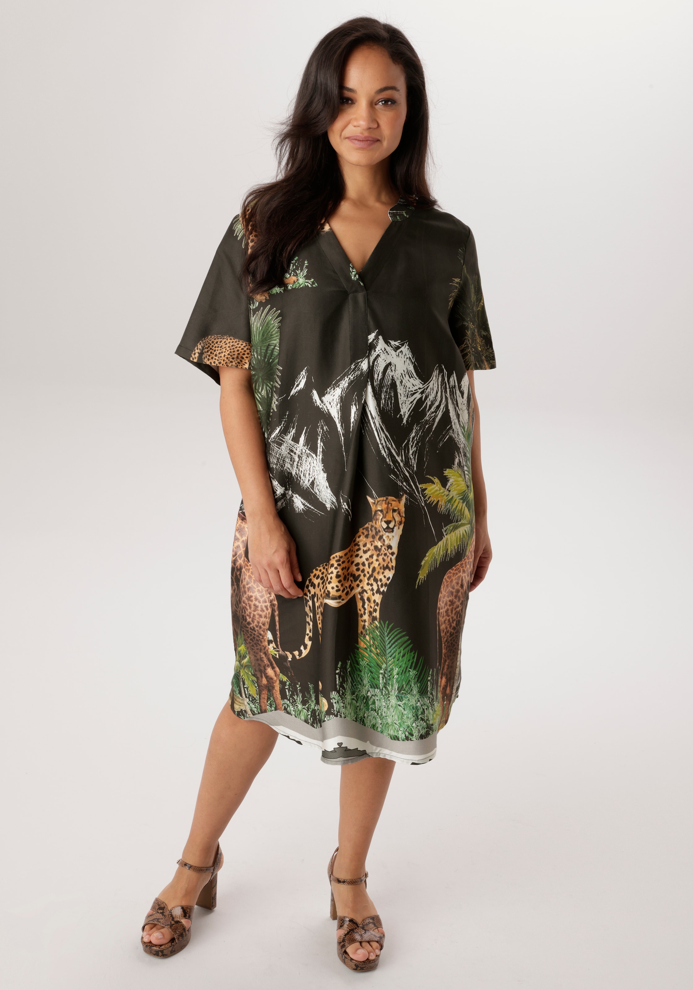 Aniston PLUS Blusenkleid mit großflächigem Print