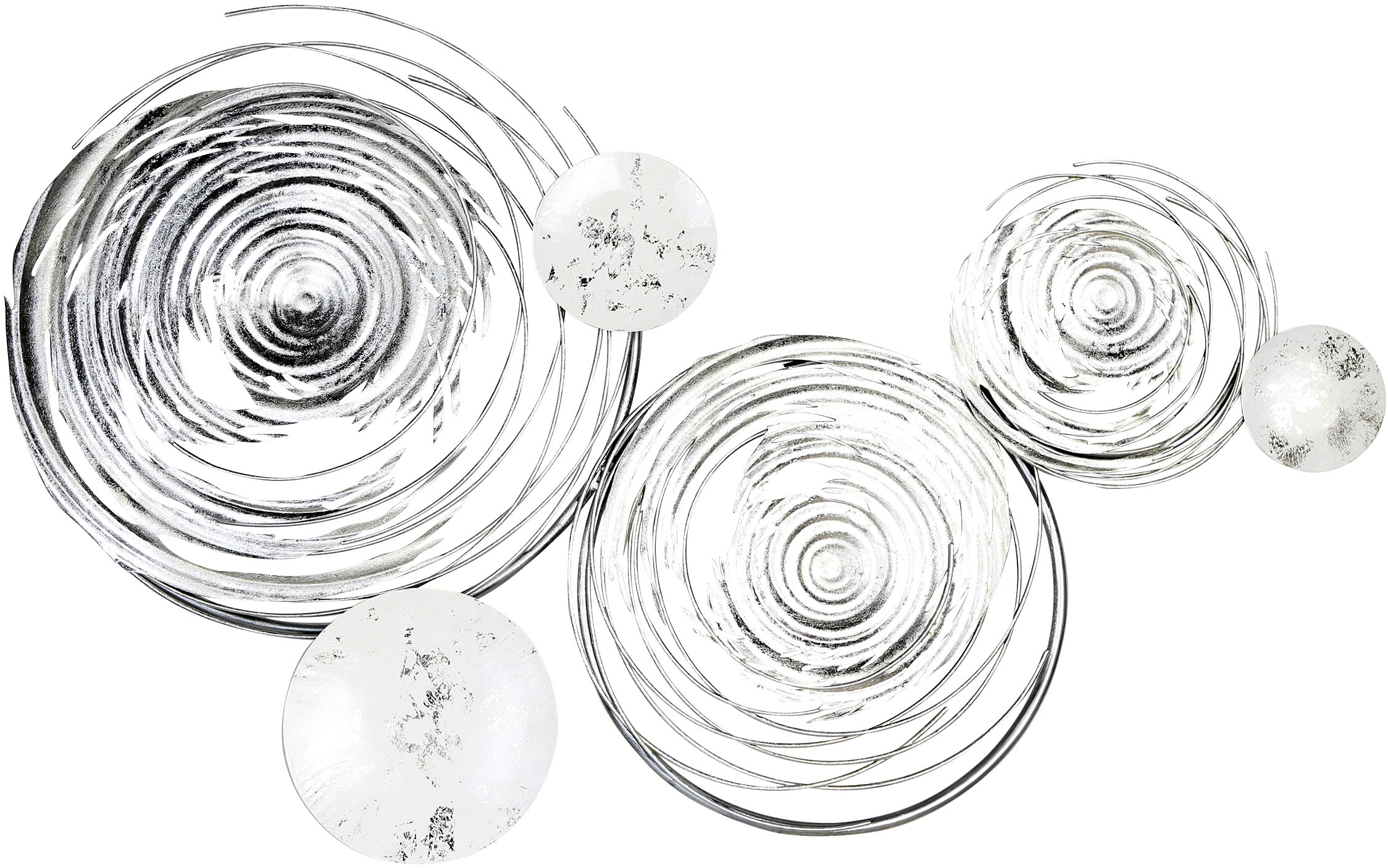 Wanddekoobjekt »Wandrelief Circles, weiß/silber«, aus Metall, dekorativ im Esszimmer &...