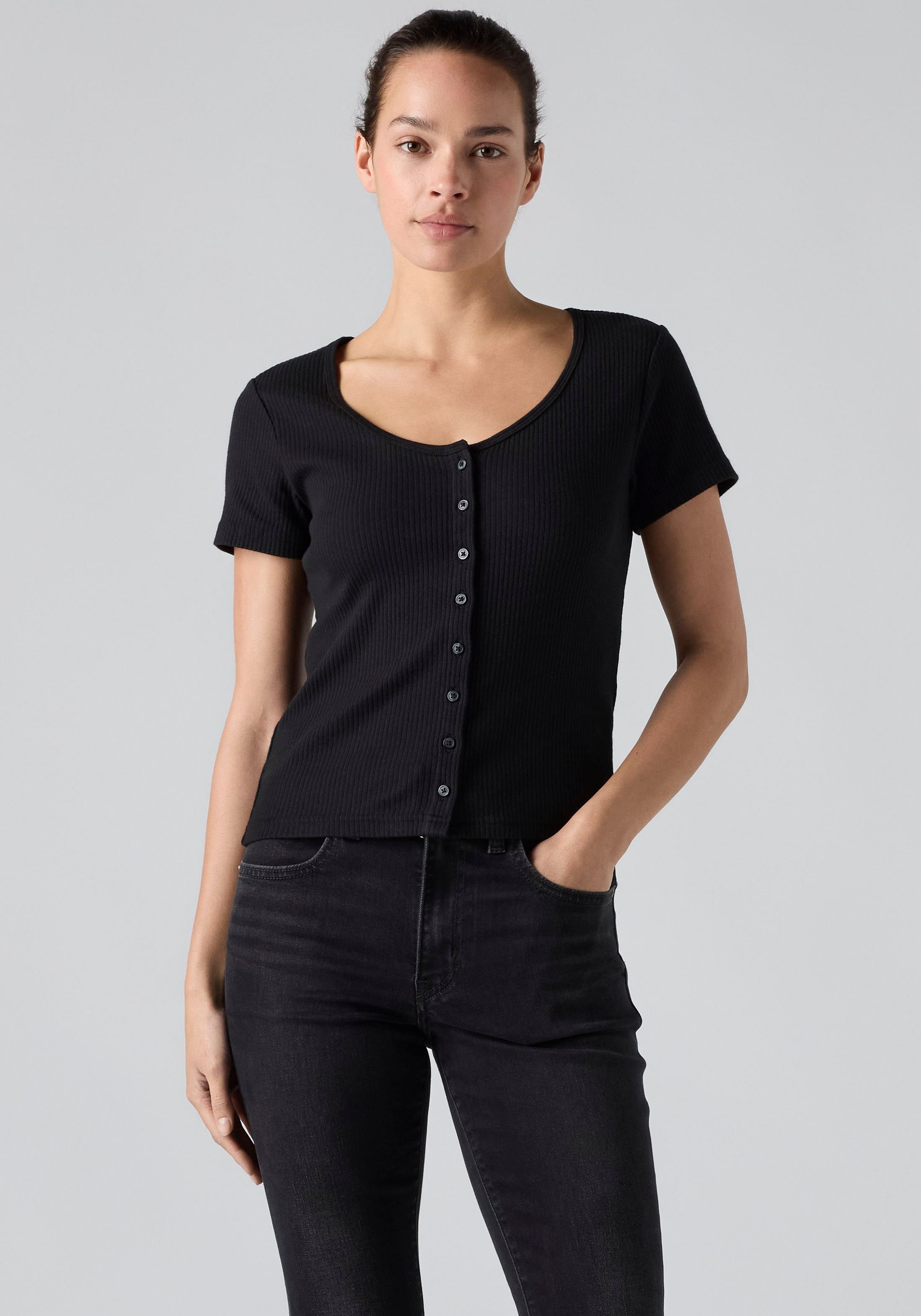 Levi's® T-Shirt »AUSTEN BUTTON THROUGH SS« Feinripp