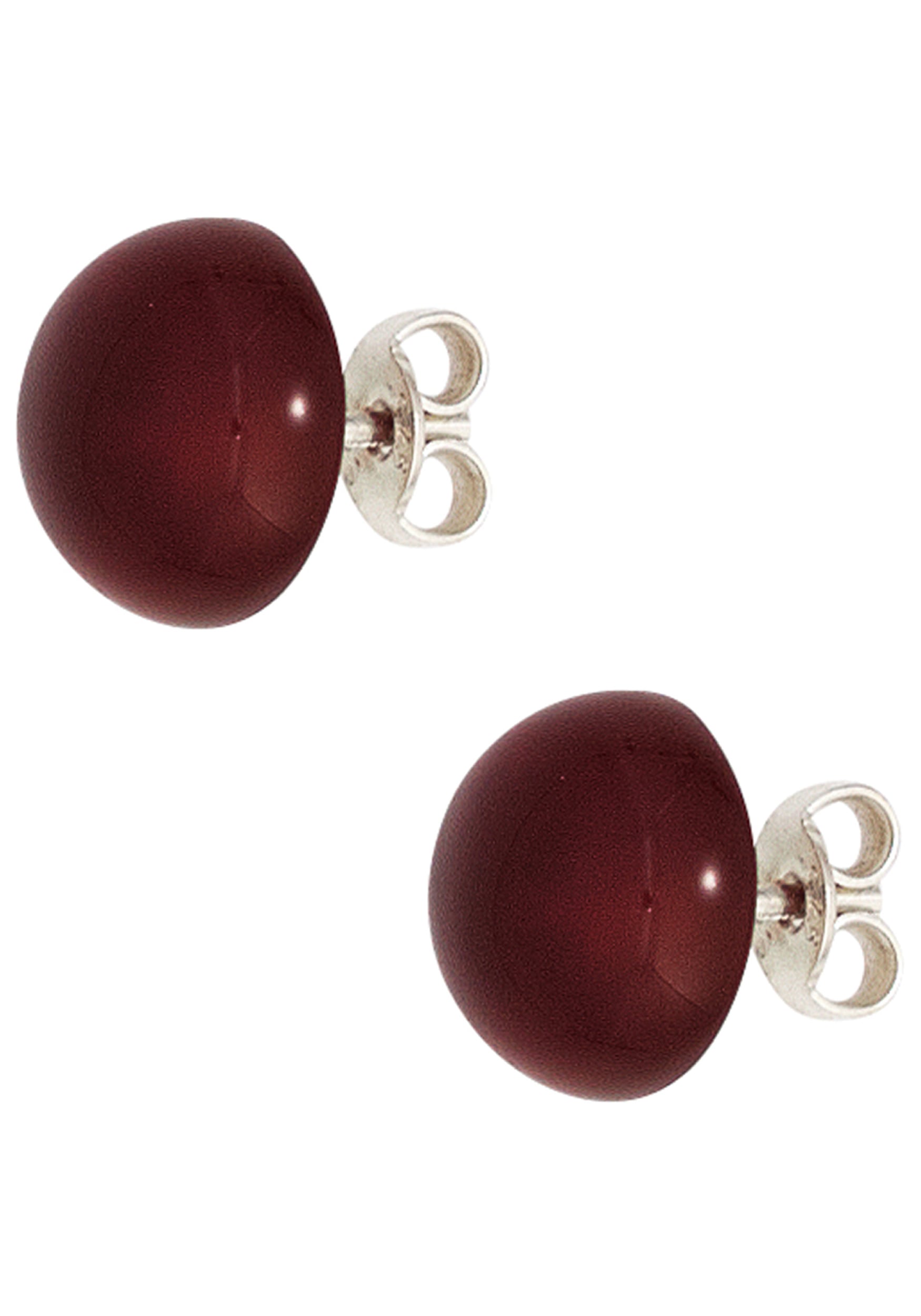 JOBO Paar Ohrstecker »Halbkugel Ohrringe rot 10 mm« 925 Silber mit Carneol