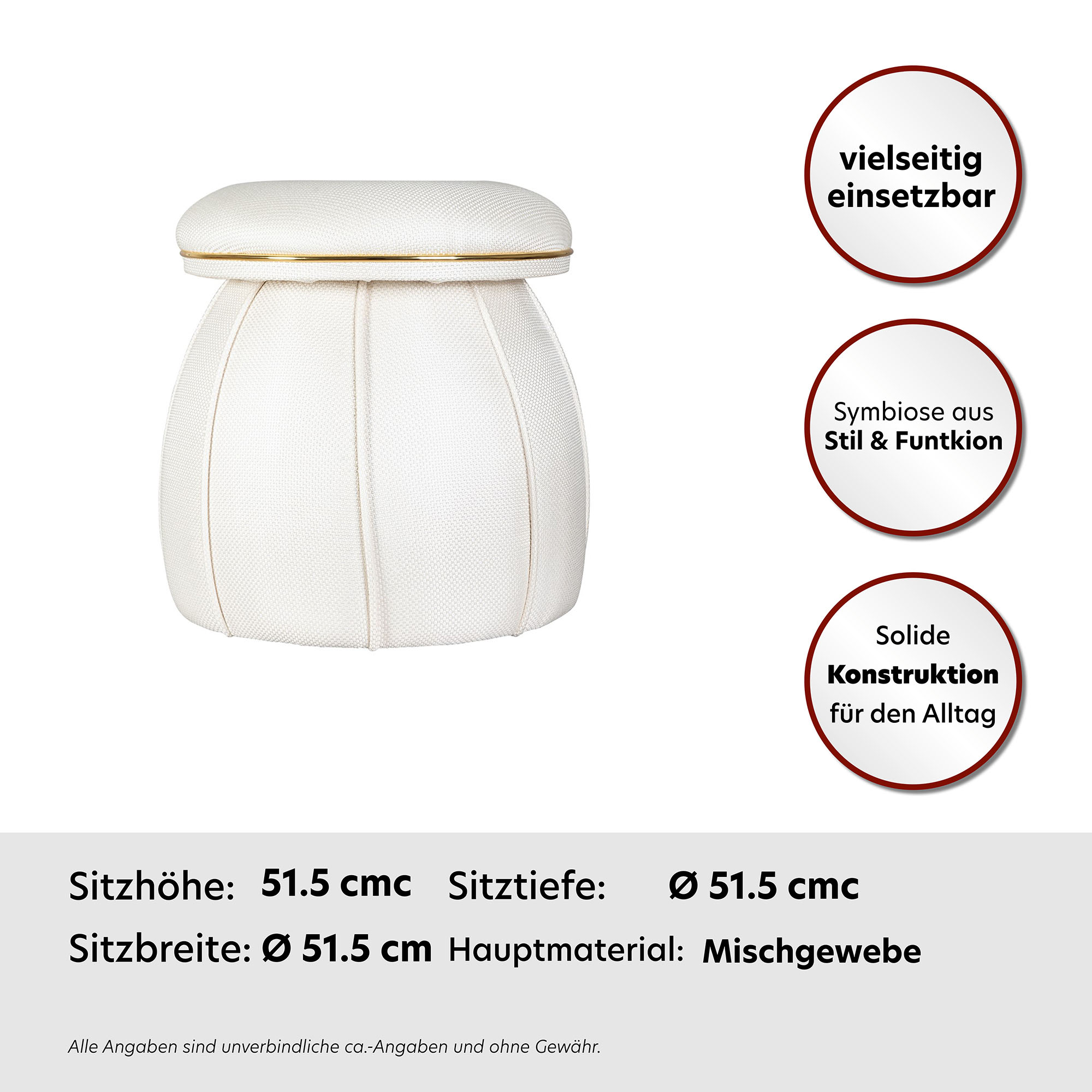 Thumbnail - Kayoom Sitzhocker "Hocker Corin,extravagante Form,stilvolle Farben,elegant gesteppter Fuß" 1 Stk. tlg. komfortabel, hoch...