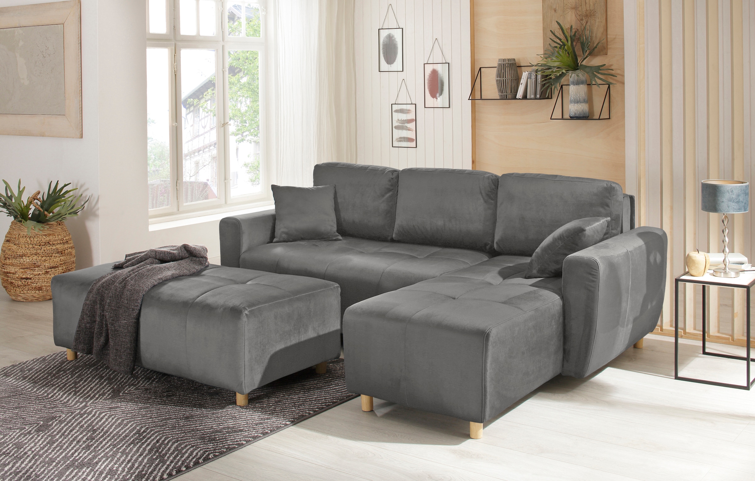 Home affaire Ecksofa »Scania L-Form«, wahlweise mit Bettfunktion und Bettkasten