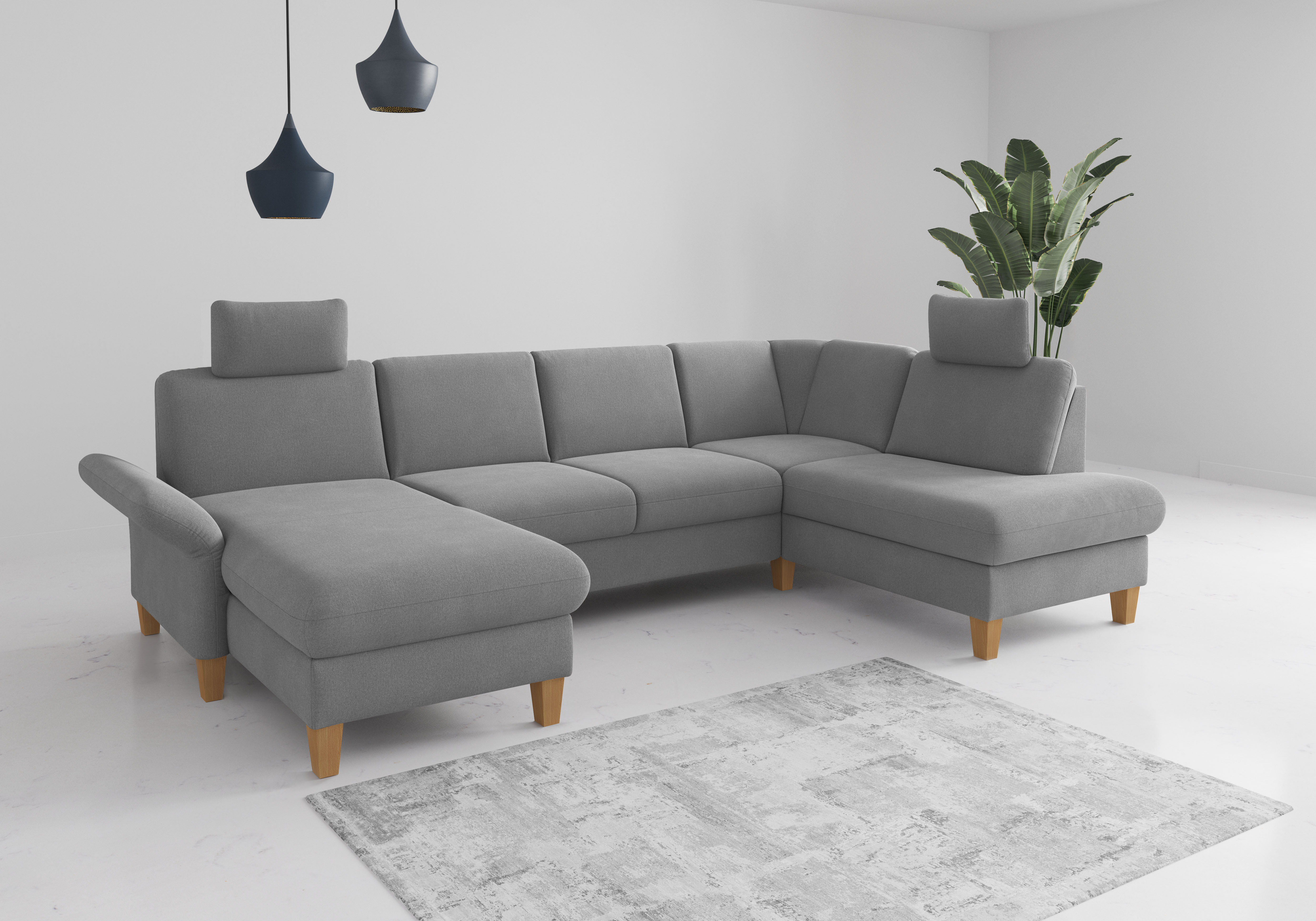 OTTO home Wohnlandschaft "Rochelle, U-Form" optional mit Armteilverstellung, mit Schlaffunktion & Bettkasten