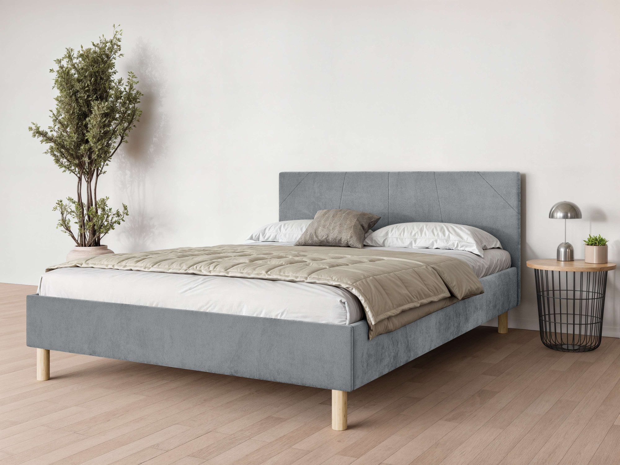 Home affaire Collection Polsterbett "Albybyn, Bettgestell mit Kopfteil und Lattenrost, in 2 Breiten" ohne Bettkasten und Matratze, in 2 Breiten- 140 und 160 cm