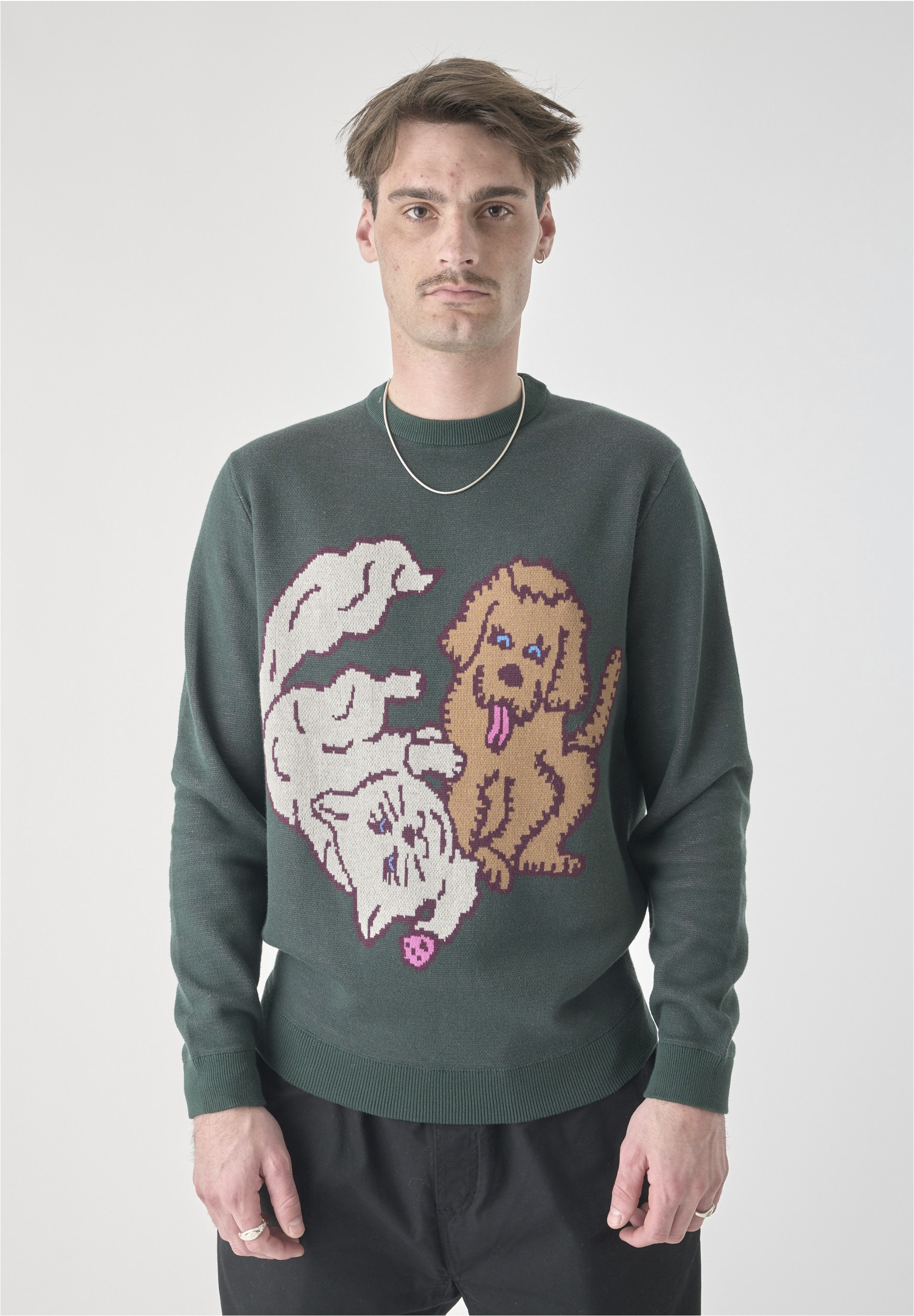 Cleptomanicx Sweatshirt "Cat & Dog", mit lockerem Schnitt