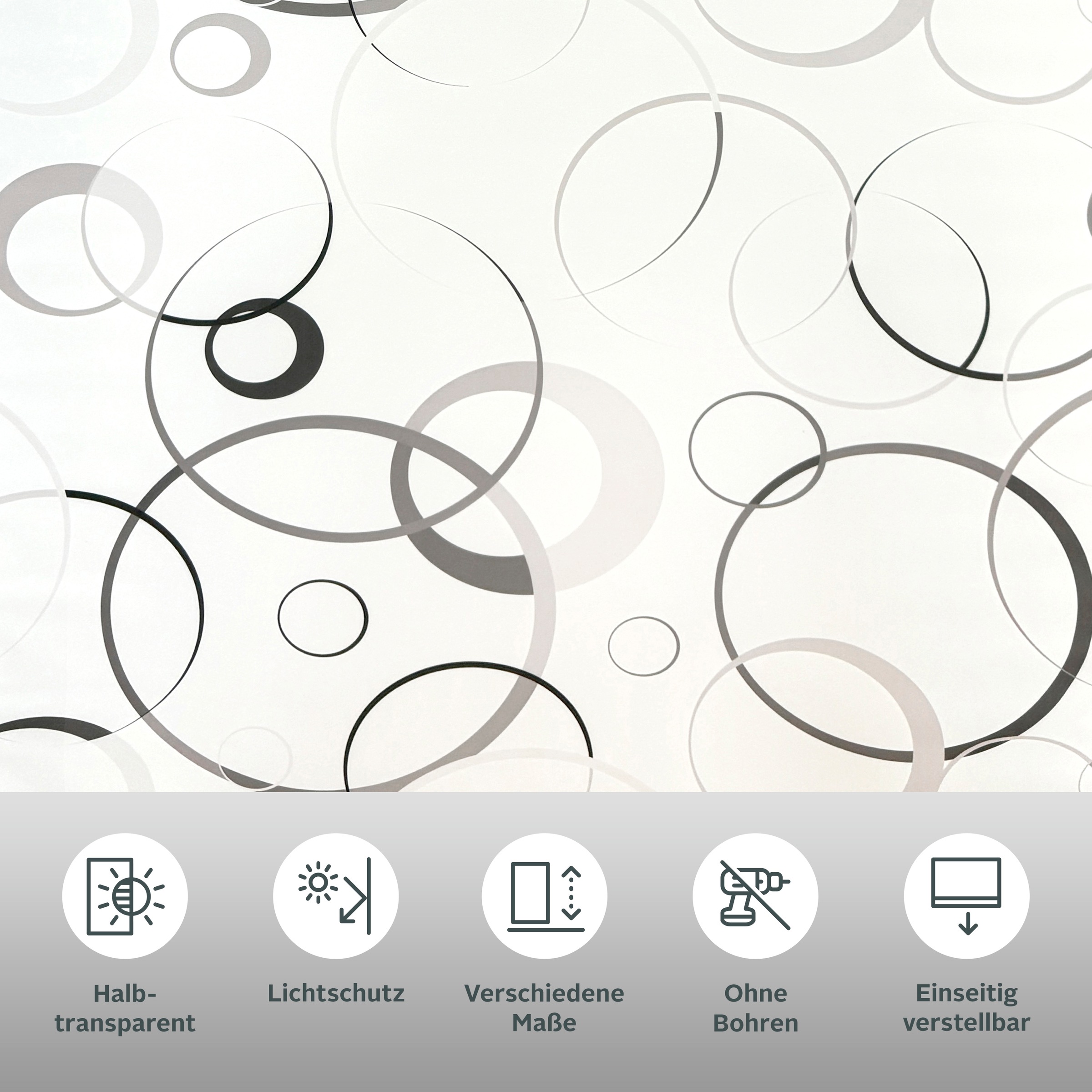 Thumbnail - Bruno Banani Seitenzugrollo "MAZE" Lichtschutz Blendschutz  Sichtschutz ohne Bohren freihängend mit modernen Kreiselemen...