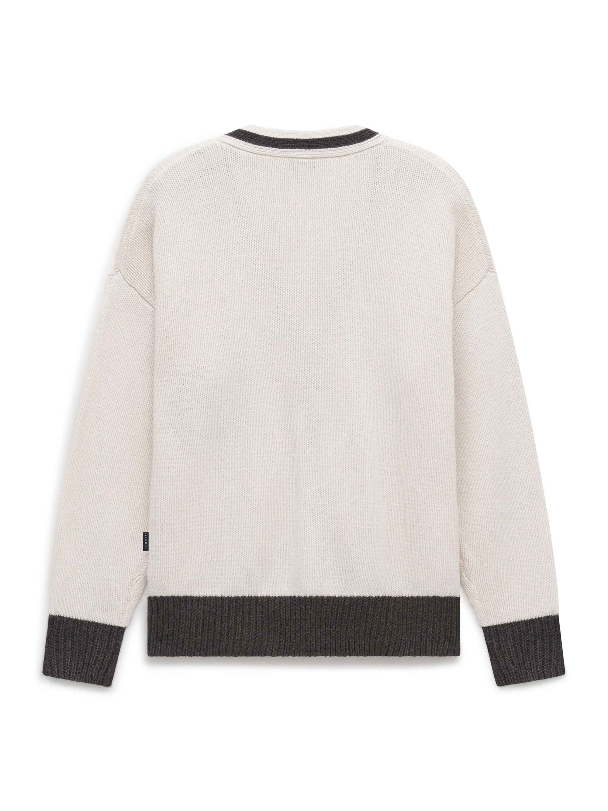 bugatti Strickjacke »Regular Fit« Regular Fit Wollmix V-Ausschnitt Logo
