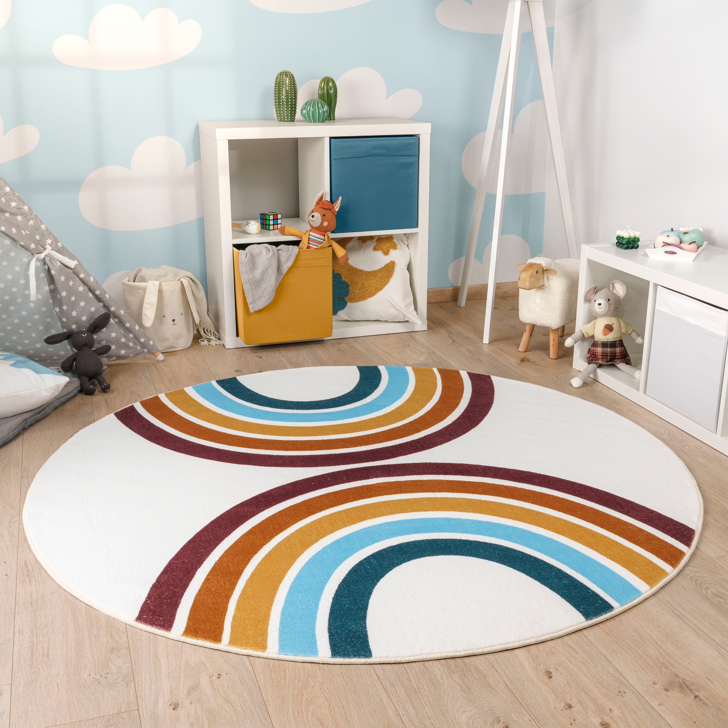 Paco Home Kinderteppich "Niloya 361" rund 12 mm Höhe Spielteppich, Kurzflor günstig online kaufen