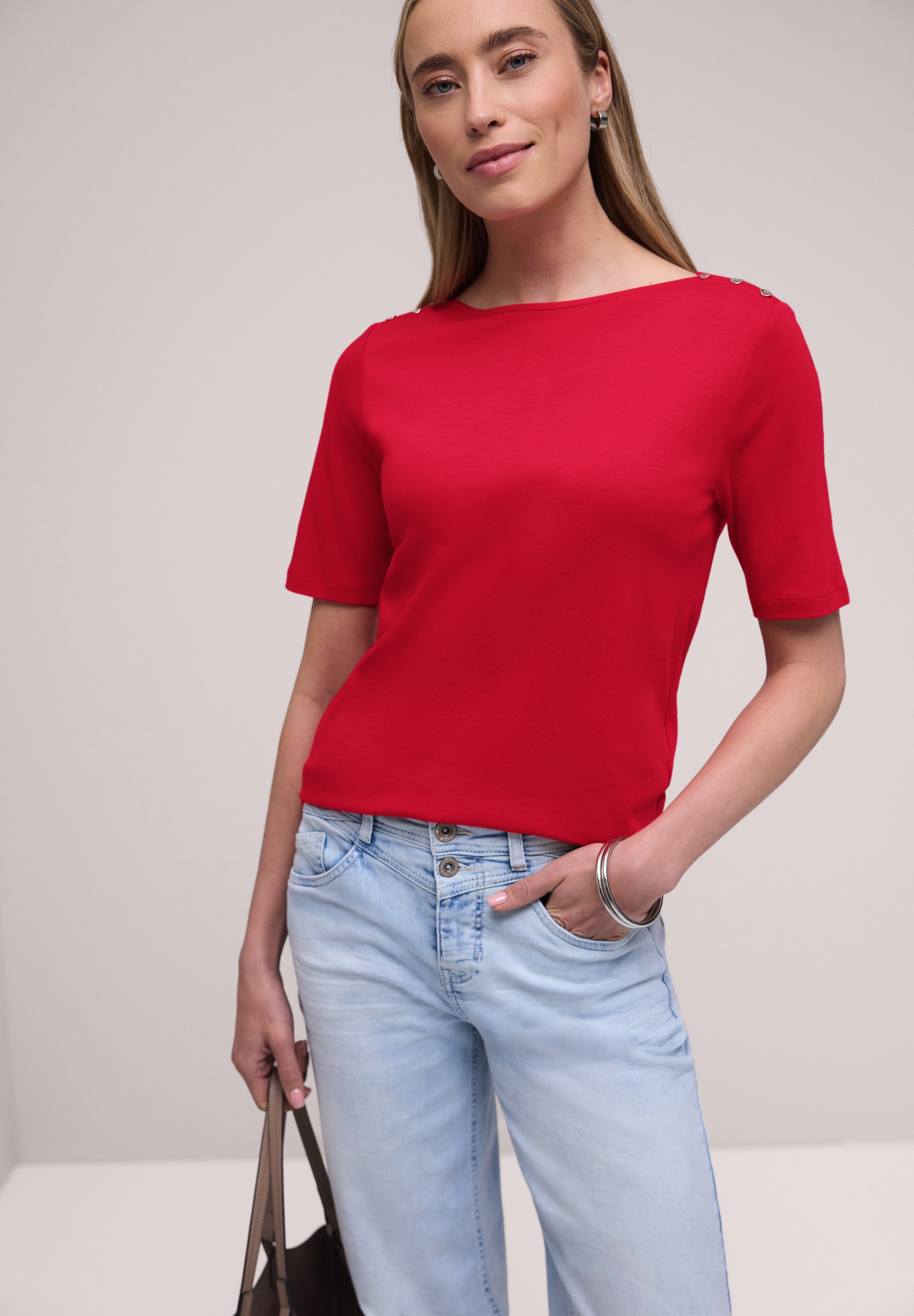 STREET ONE T-Shirt aus Jersey in Unifarbe