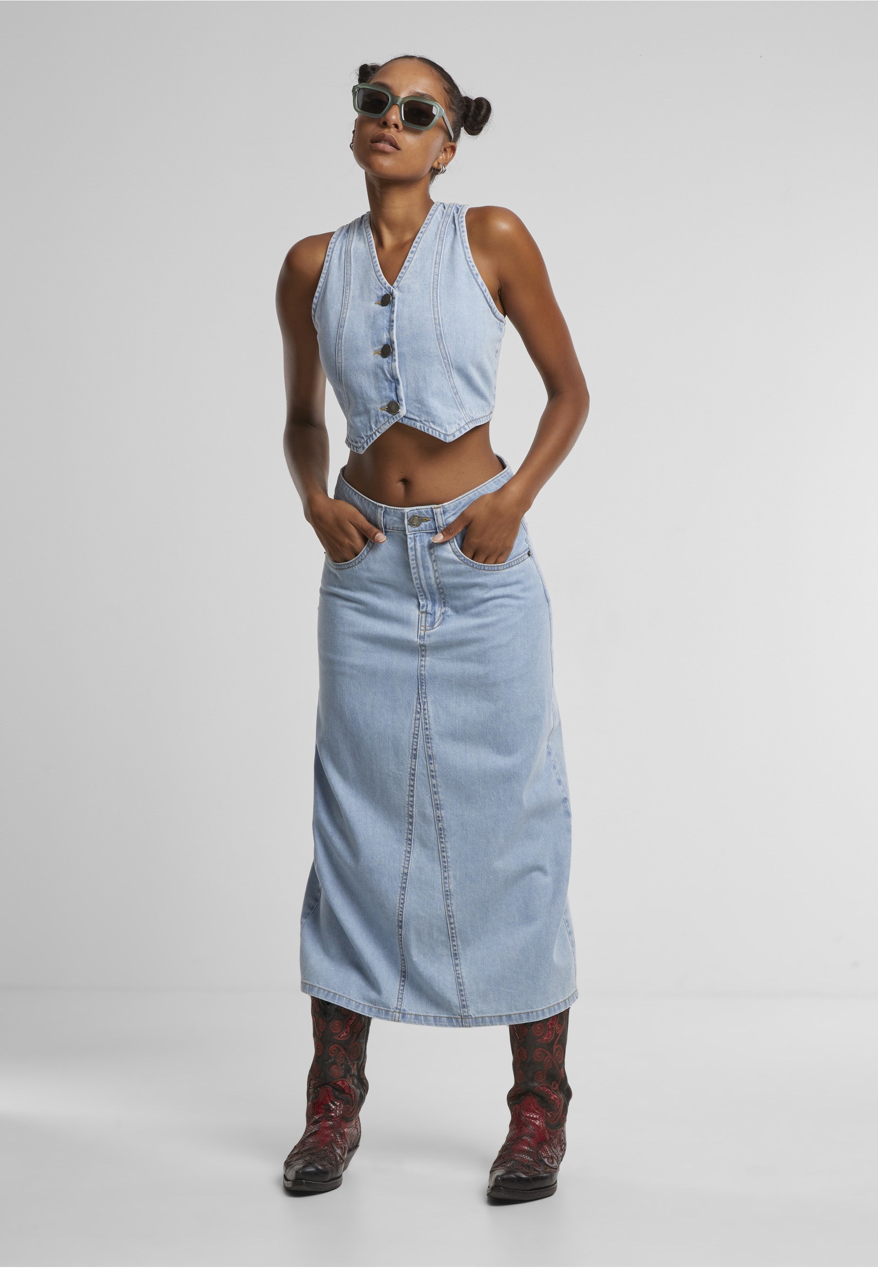 URBAN CLASSICS Sommerrock »Urban Classics Ladies Soft Denim Midi Skirt« 1 Stk.