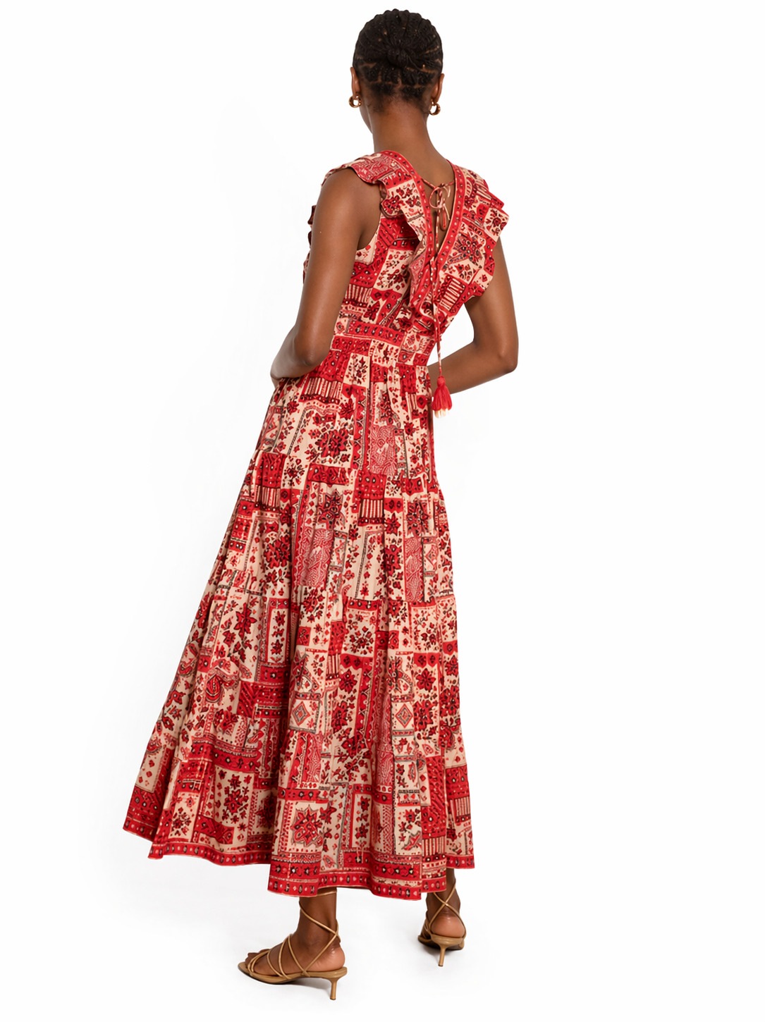 Apricot Partykleid »Maxikleid« mit Schalsprint und Stufen