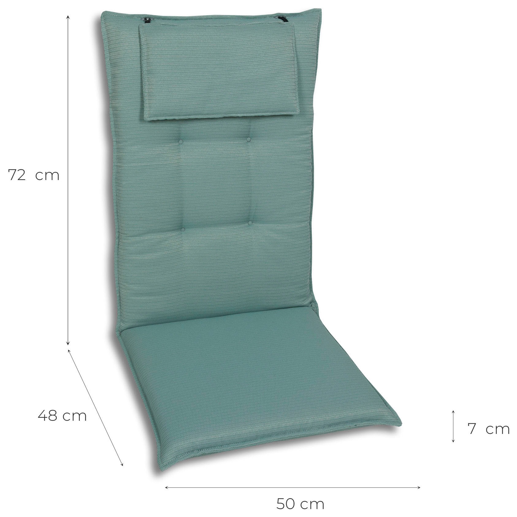 KONIFERA Hochlehnerauflage Struktur uni hellgrün - Maße BxLxH ca.: 50 cm x 120 cm x 7 cm