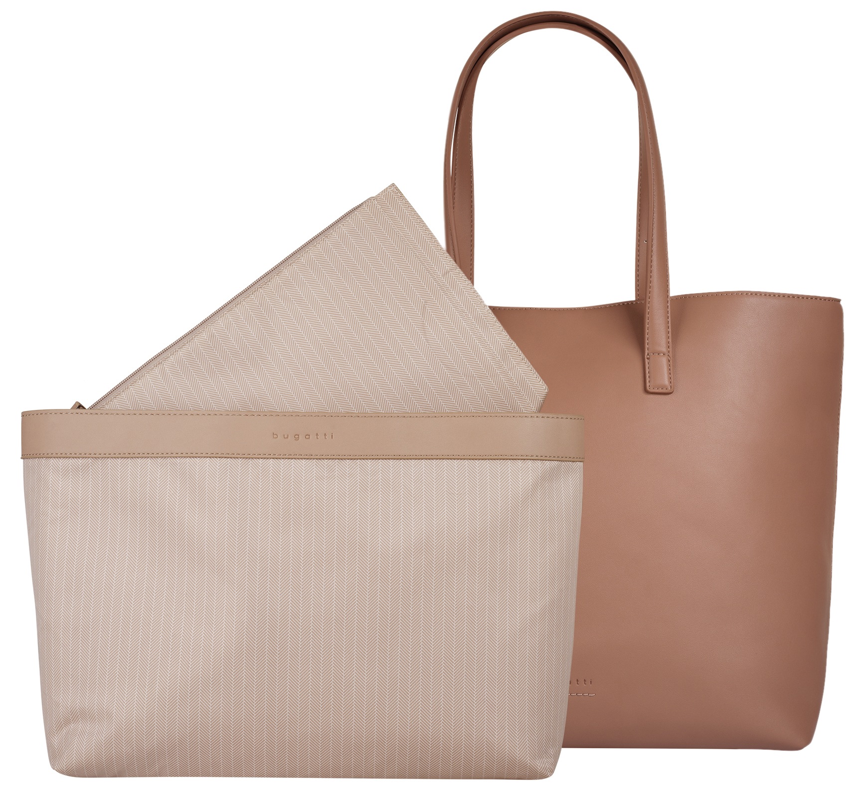 Shopper BUGATTI "LUNA", Damen, Gr. B/H/T: 44cm x 33cm x 17cm onesize, powder, Kunstfaser, leicht glänzend, unifarben, Taschen Shopper 3