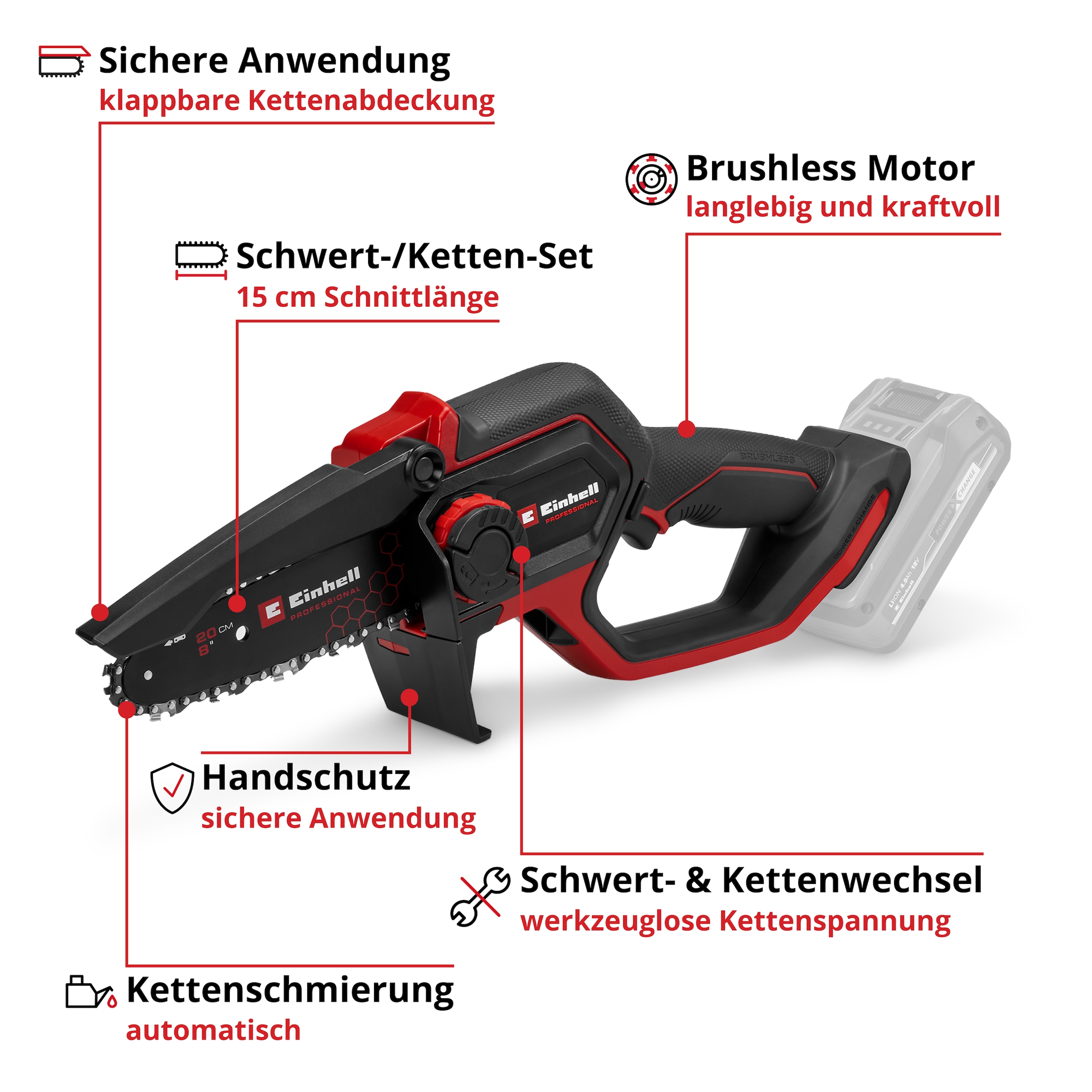 Einhell Akku-Astschere »GP-PS 18/20 Li BL-Solo«, ohne Akku und Ladegerät