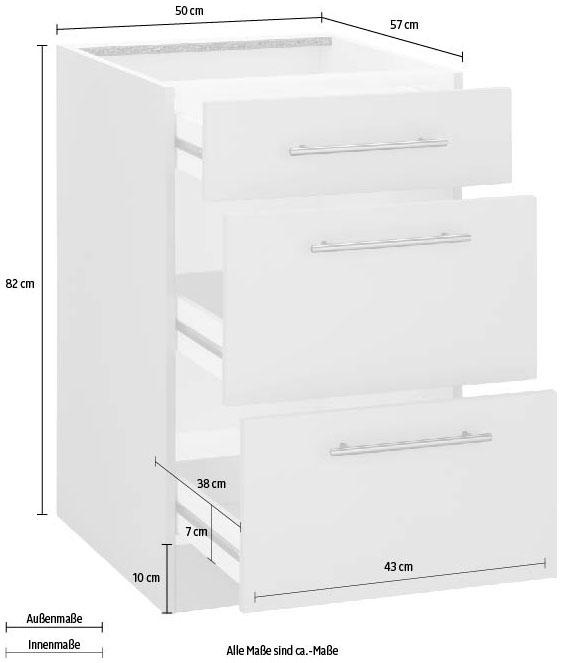 wiho Küchen Unterschrank »Cali« 50 cm breit, mit 2 großen Auszügen ohne Arbeitsplatte