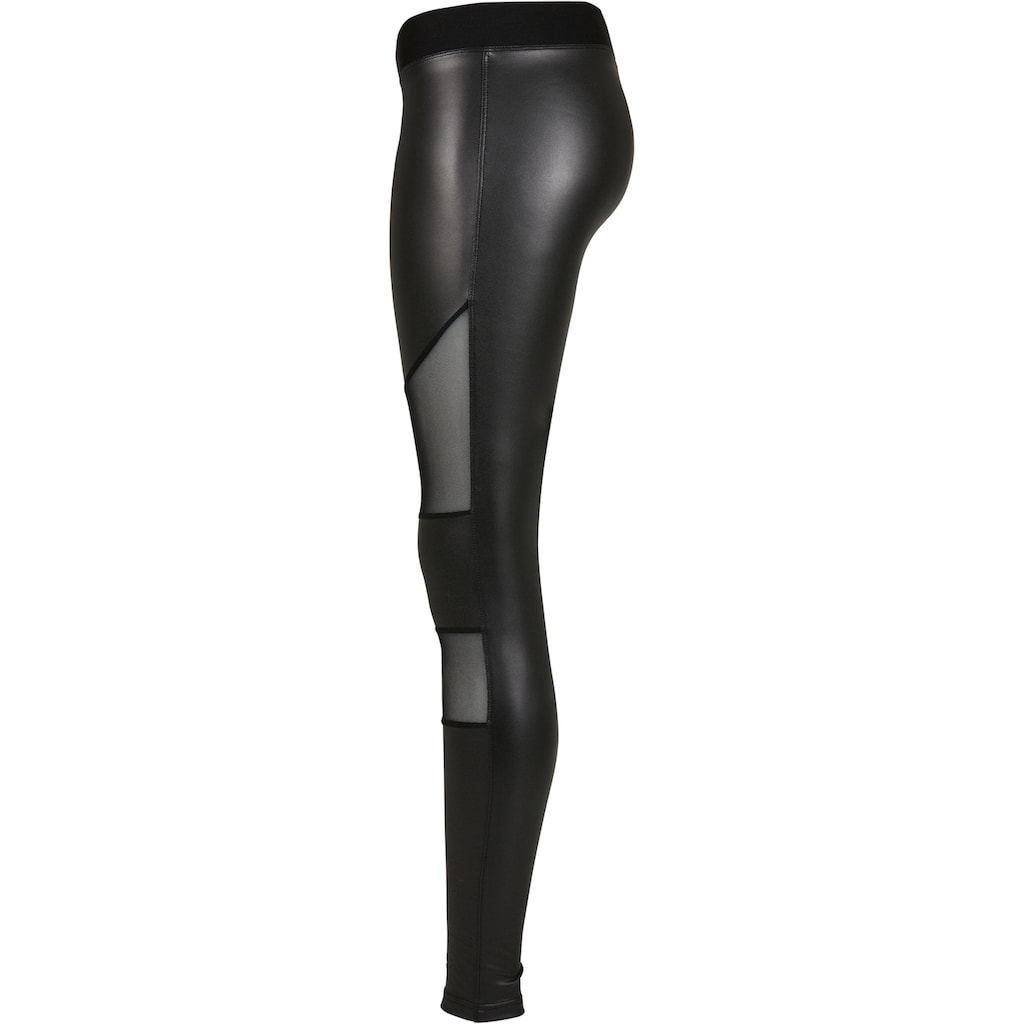 URBAN CLASSICS Leggings »Urban Classics Damen Ladies Tech Mesh Faux Leather Leggings«, (1 tlg.)