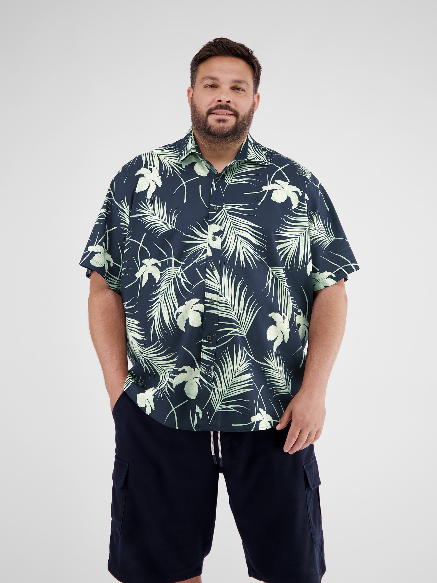 LERROS Kurzarmhemd "LERROS Herrenhemd in Übergrößen, Hawaiian-Style" günstig online kaufen