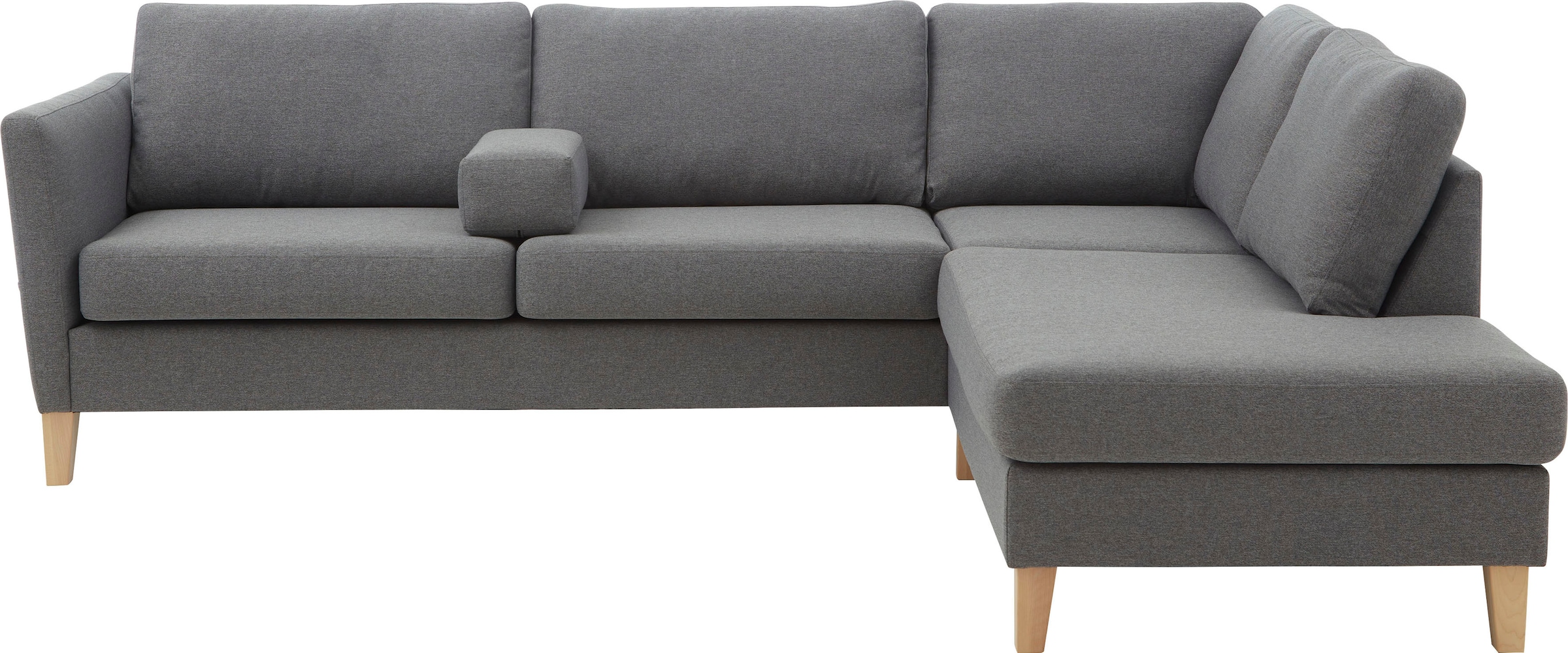 ATLANTIC home collection Ecksofa »Mailo L-Form«, mit Seitentaschen und Ottomane, mit Massivholzfüßen