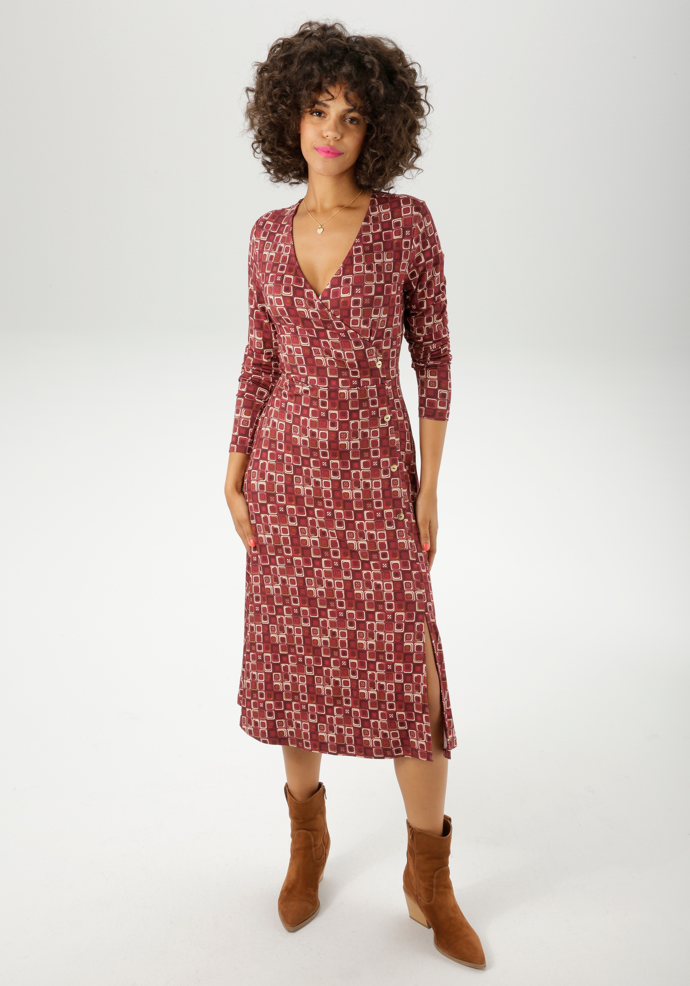 Aniston CASUAL Jerseykleid, mit farbharmonischem Retro-Muster - NEUE KOLLEK günstig online kaufen