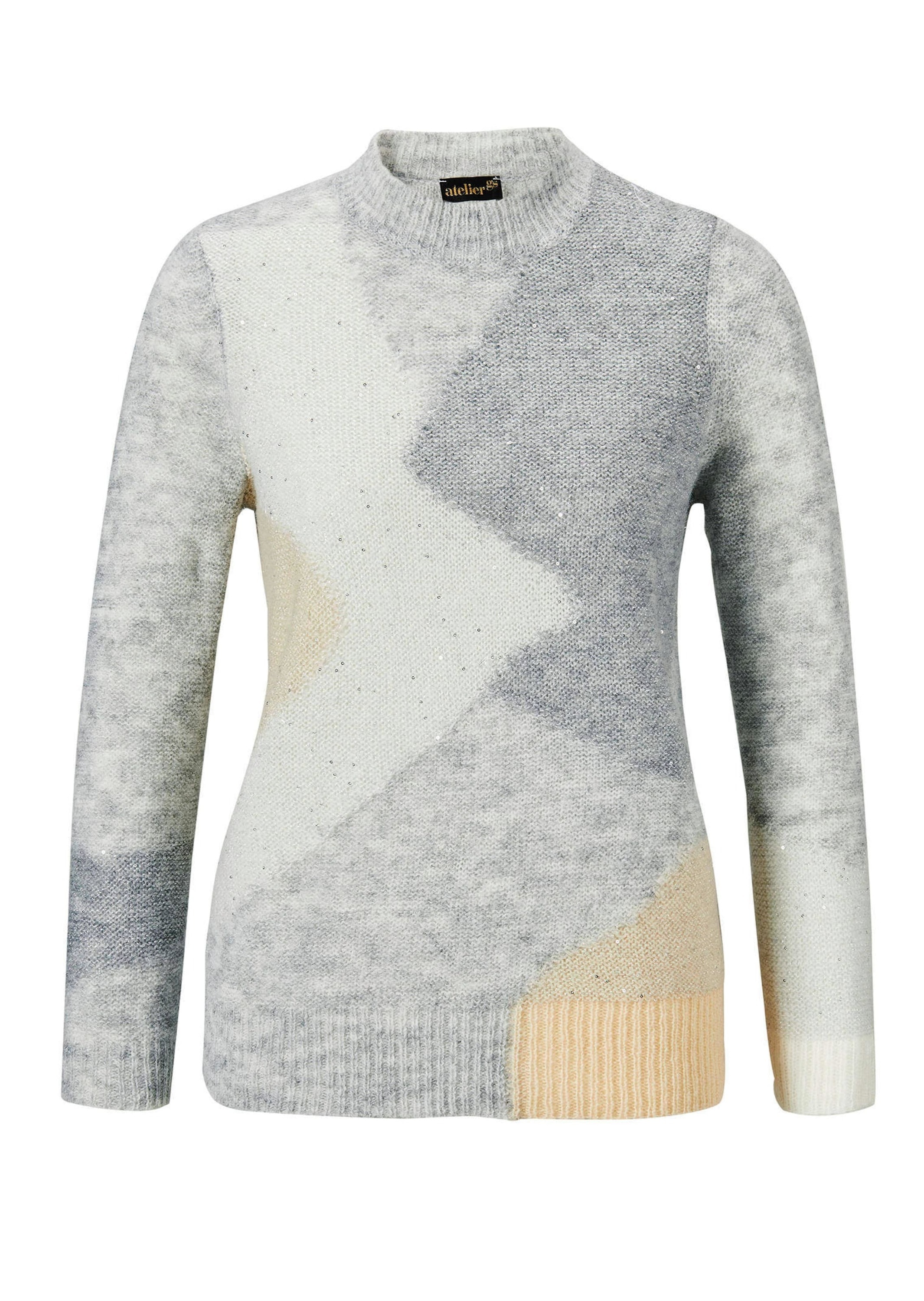 GOLDNER Strickpullover "Kurzgröße Eleganter Intarsienpullover mit Glanz" In günstig online kaufen