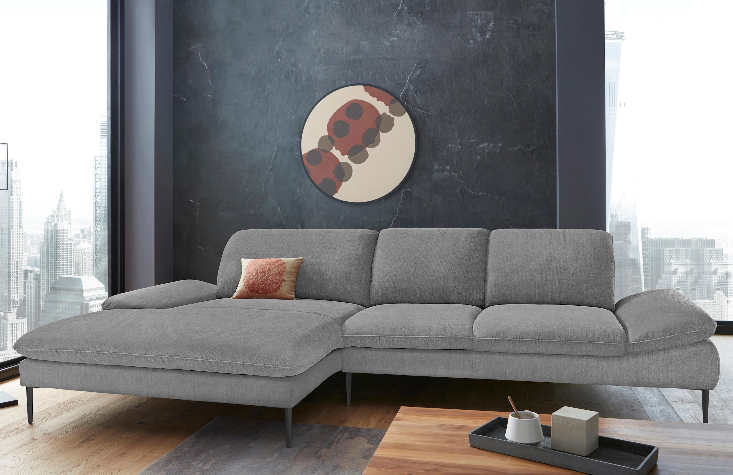 W.SCHILLIG Ecksofa "enjoy&MORE, Designsofa, bequem, zeitlos und elegant, L-Form" Sitztiefenverstellung, Füße schwarz pulverbeschichtet, Breite 340 cm