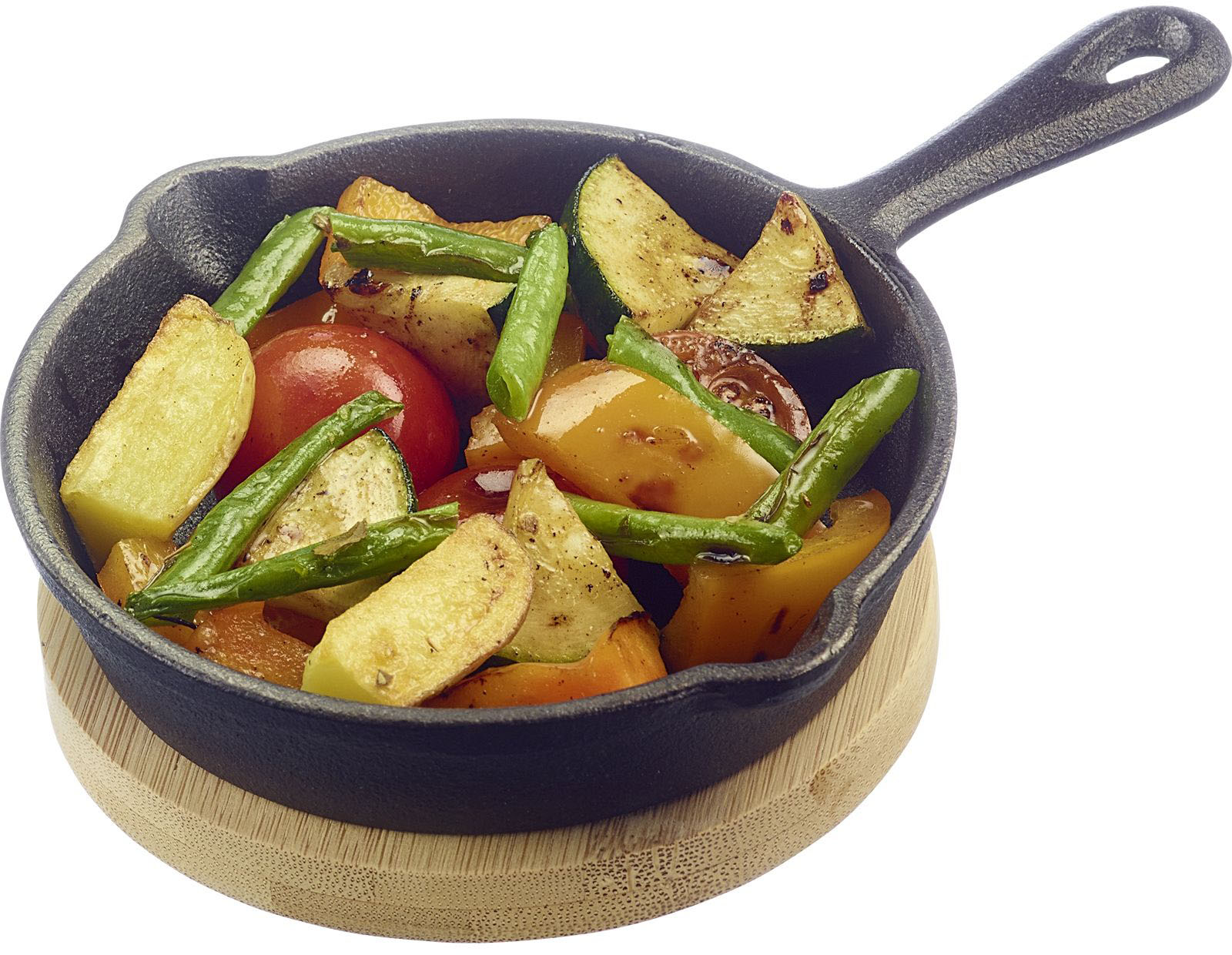 Thumbnail - WESTMARK Grillpfanne "Tapas + Friends, kleine Gusseisenpfanne", Gusseisen, 125 ml, inkl. Bambus-Untersetzer
