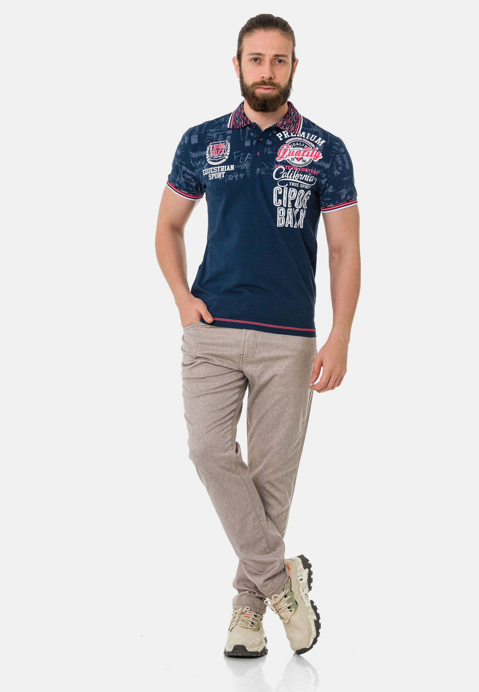 Cipo & Baxx T-Shirt »Poloshirt«, mit stylischem Print