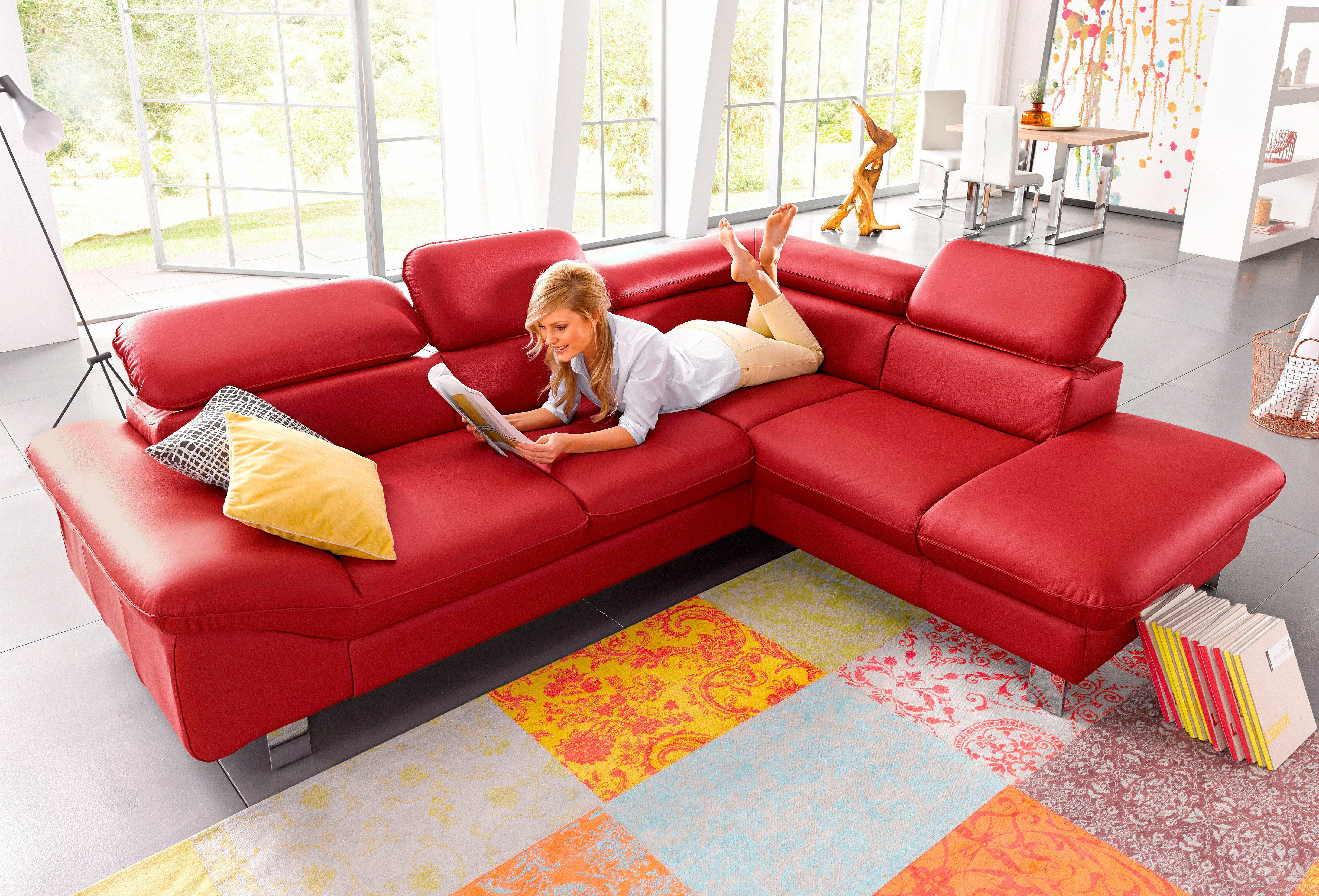 COTTA Ecksofa "Driver L-Form, B: 265cm, moderne Couch, Wellenunterfederung, inkl. 3 x" Kopfteilverstellung, optional Schlaffunktion & Bettkasten