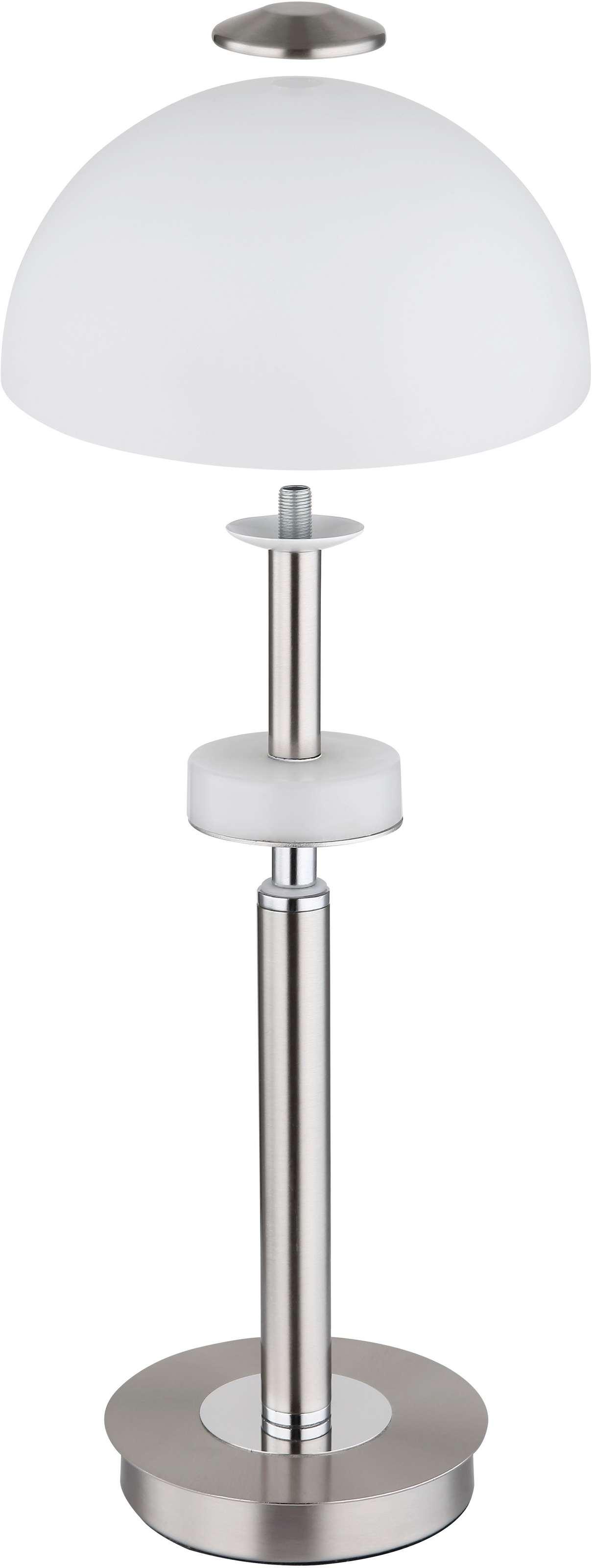 GLOBO LIGHTING Tischleuchte »ULDIN« LED-Modul 1 Stk. Warmweiß Tischleuchte Nickel/Chrom, Glas opal, Touchdimmer, LED 7W