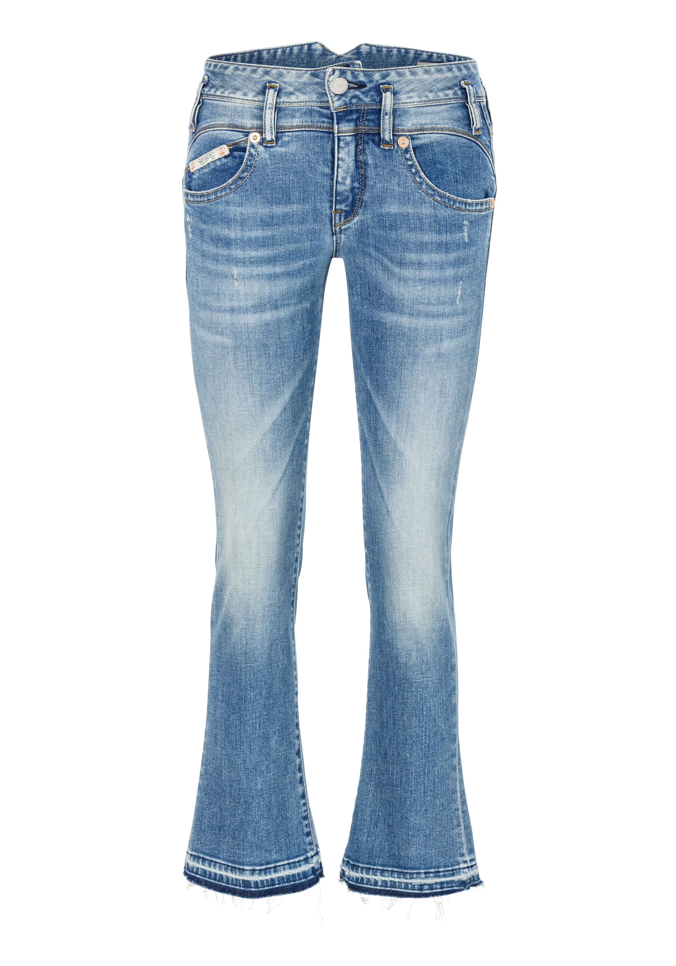 Herrlicher Bootcut-Jeans »Pearl Boot Cropped Organic Denim«, mit offenem Saum