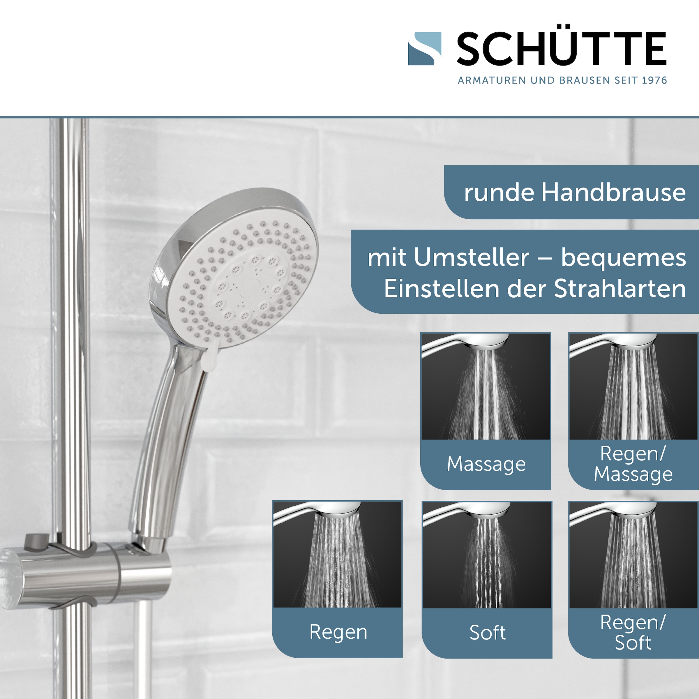 Schütte Brausegarnitur »TORINO« Handbrause-Set, Handbrause, Brauseschlauch, Komplett-Set