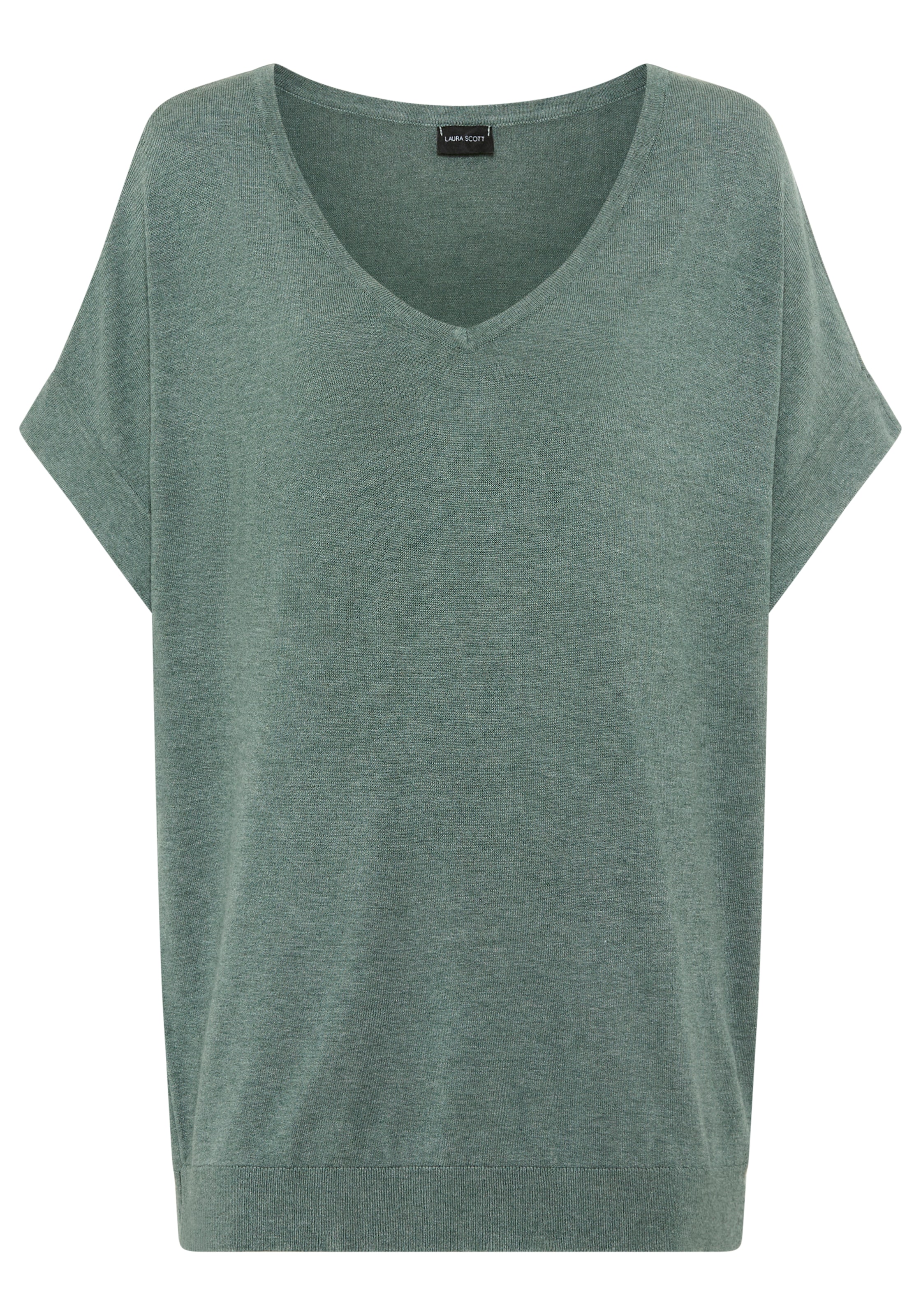 Laura Scott CURVE V-Ausschnitt-Pullover »in Shirt-Form für den Sommer« sommerlicher Feinstrick mit figurschmeichelnder Passform