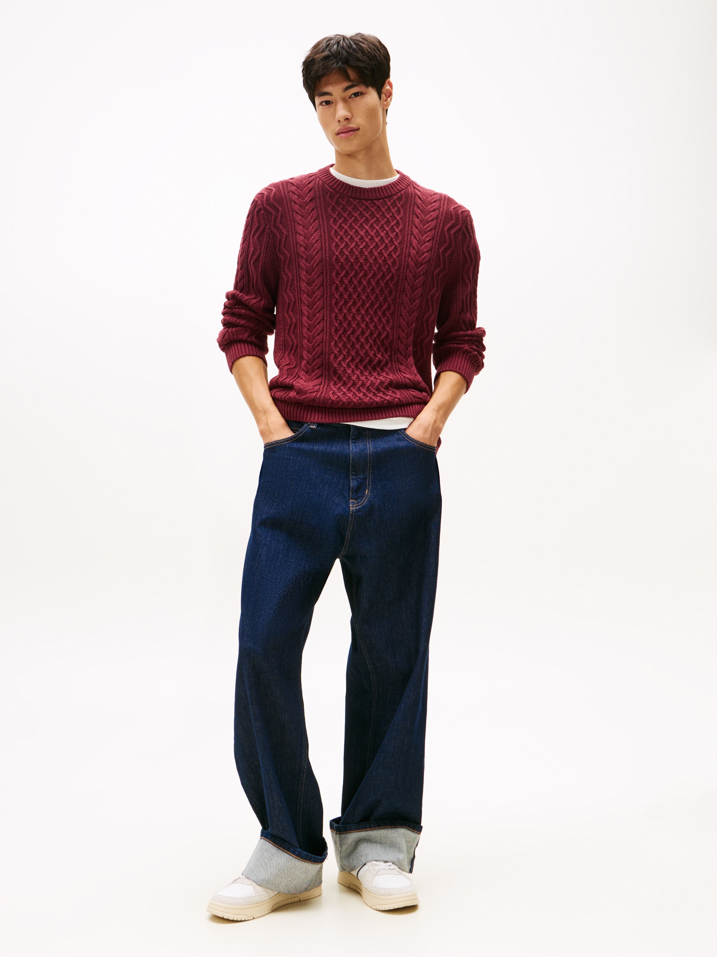 Tommy Jeans Strickpullover "BADGE CABLE", Slim Fit, Rundhals günstig online kaufen
