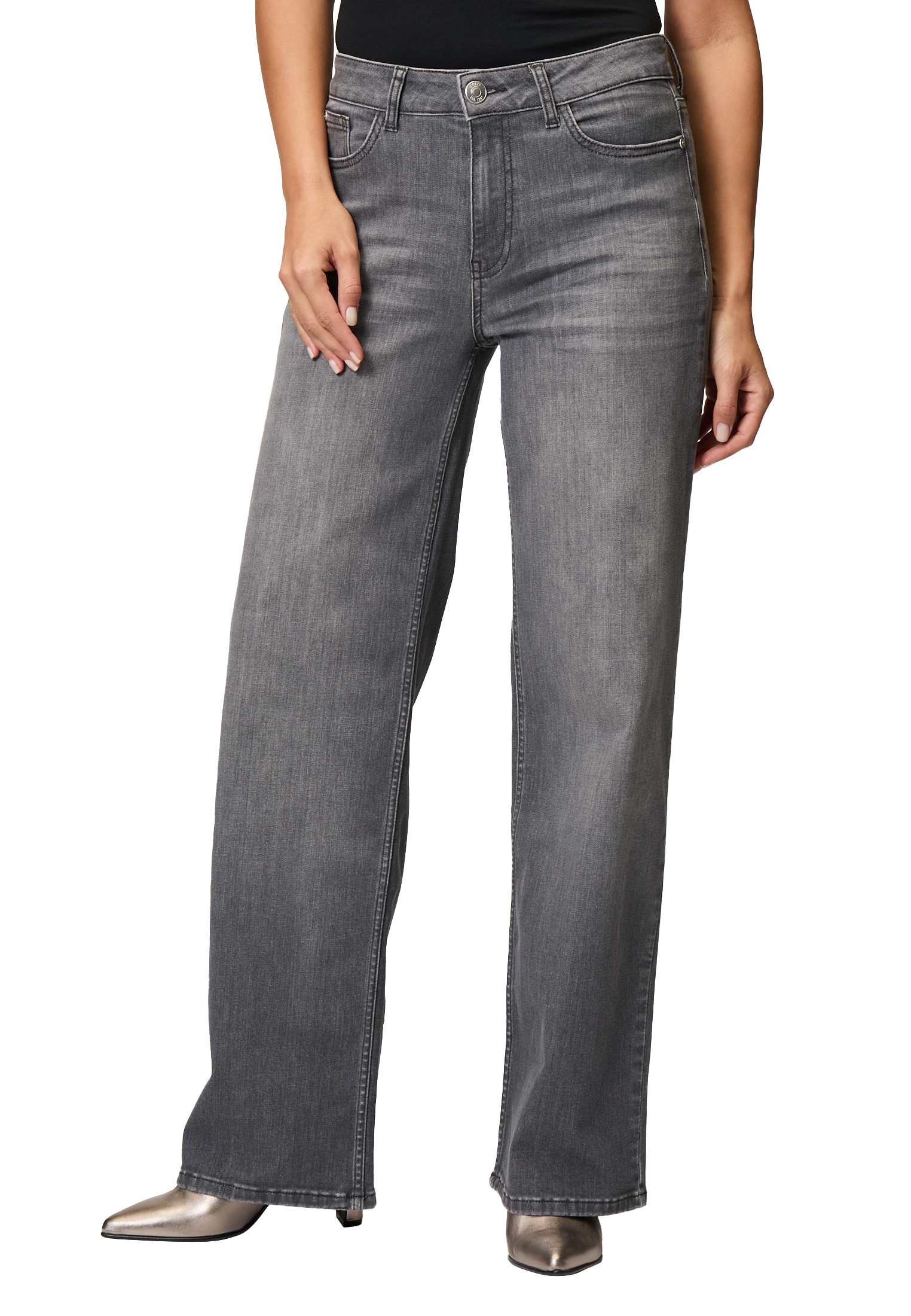 Zero Slim-fit-Jeans "zero Jeans grau Wide Leg Style WITNEY 32 Inch" günstig online kaufen