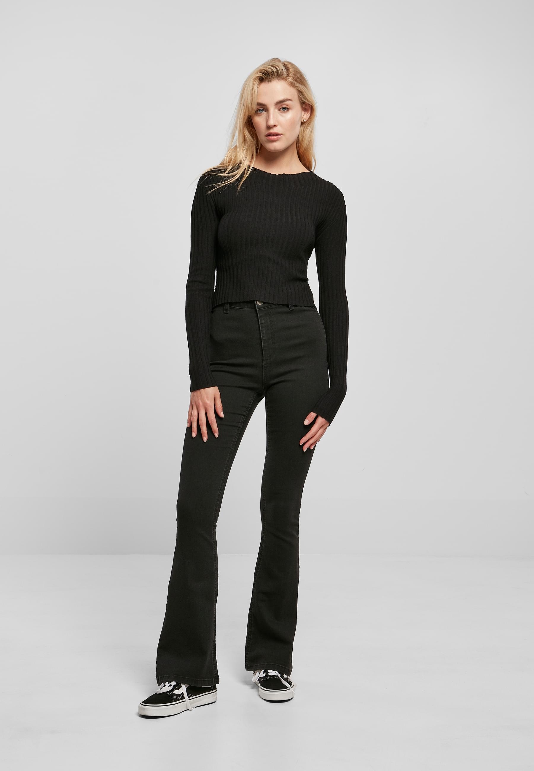 URBAN CLASSICS Rundhalspullover »Urban Classics Damen Ladies Short Rib Knit Twisted Back Sweater«, (1 tlg.)
