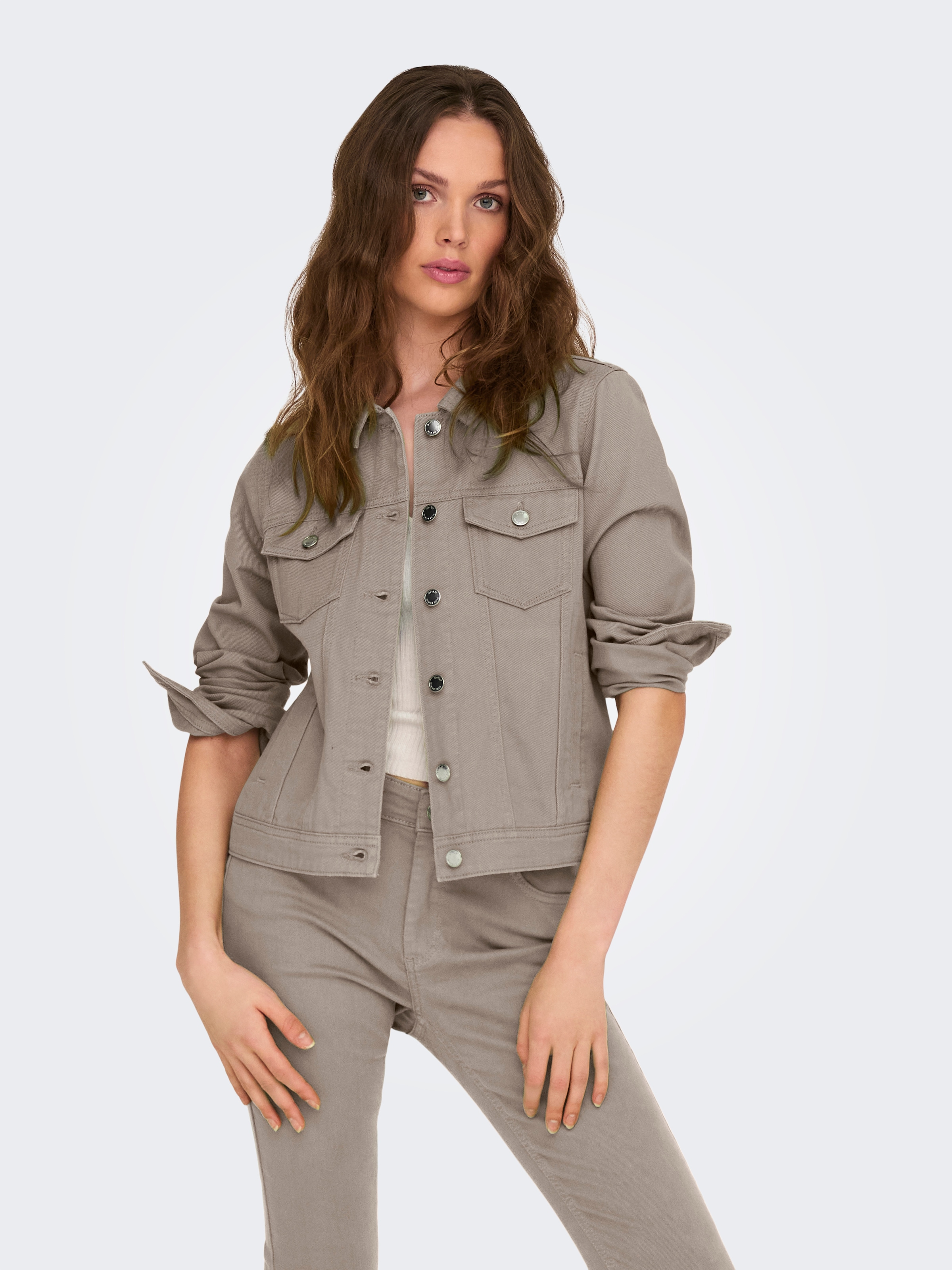 ONLY Jeansjacke "ONLTIA L/S COLORED JACKET PNT RP", mit durchgehender Knopf günstig online kaufen