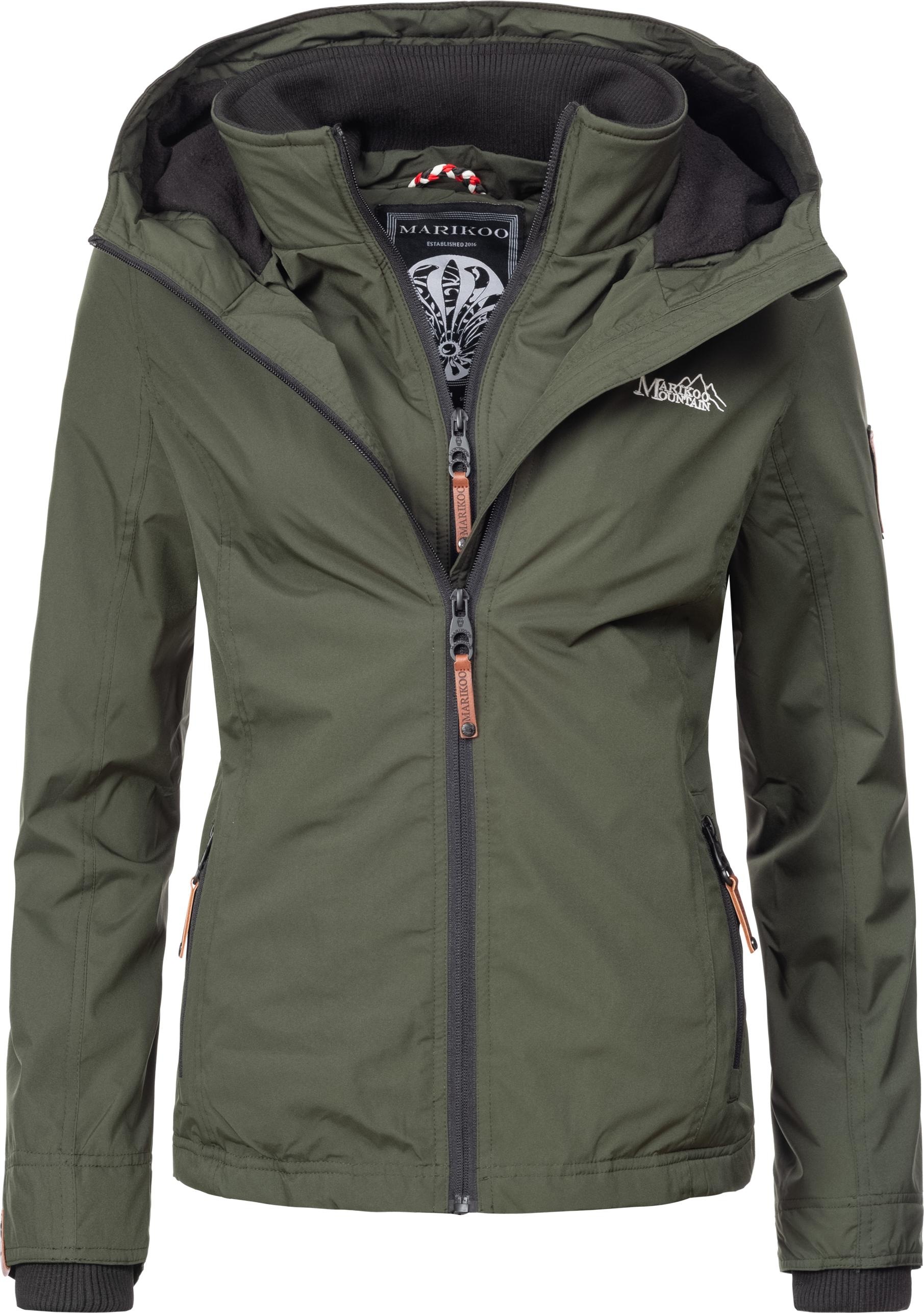 Outdoorjacke MARIKOO "Erdbeere", Damen, Gr. M (38), grün, Oberstoff: 100% Polyester; Futter: 100% Polyester; Wattierung: 100% Polyester; Ärmelfutter: 100% Polyester, clean, tailliert hüftbedeckend, Ärmel ohne Ärmelschlitz Rippstrickbündchen kontrastfarben