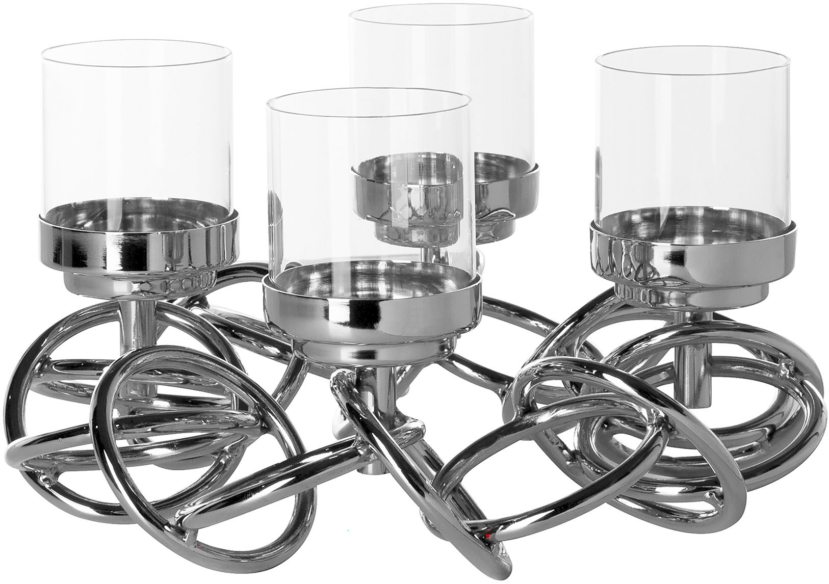 Fink Kerzenleuchter »SONETTE« Adventskranz, Leuchterkranz, 4-flammig, vernickelt, mit Glas